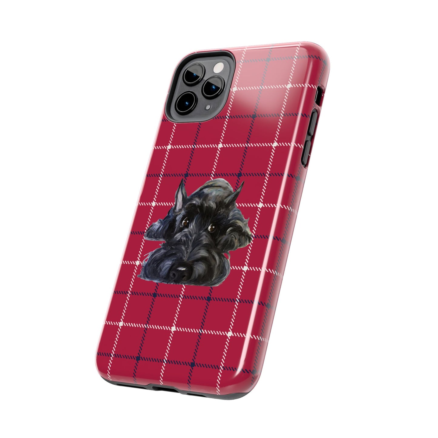 Scottish Terrier Phone Case, Tough Cases, Scottie Dog Phone Cover, Gift for Dog Lovers, Plaid Design