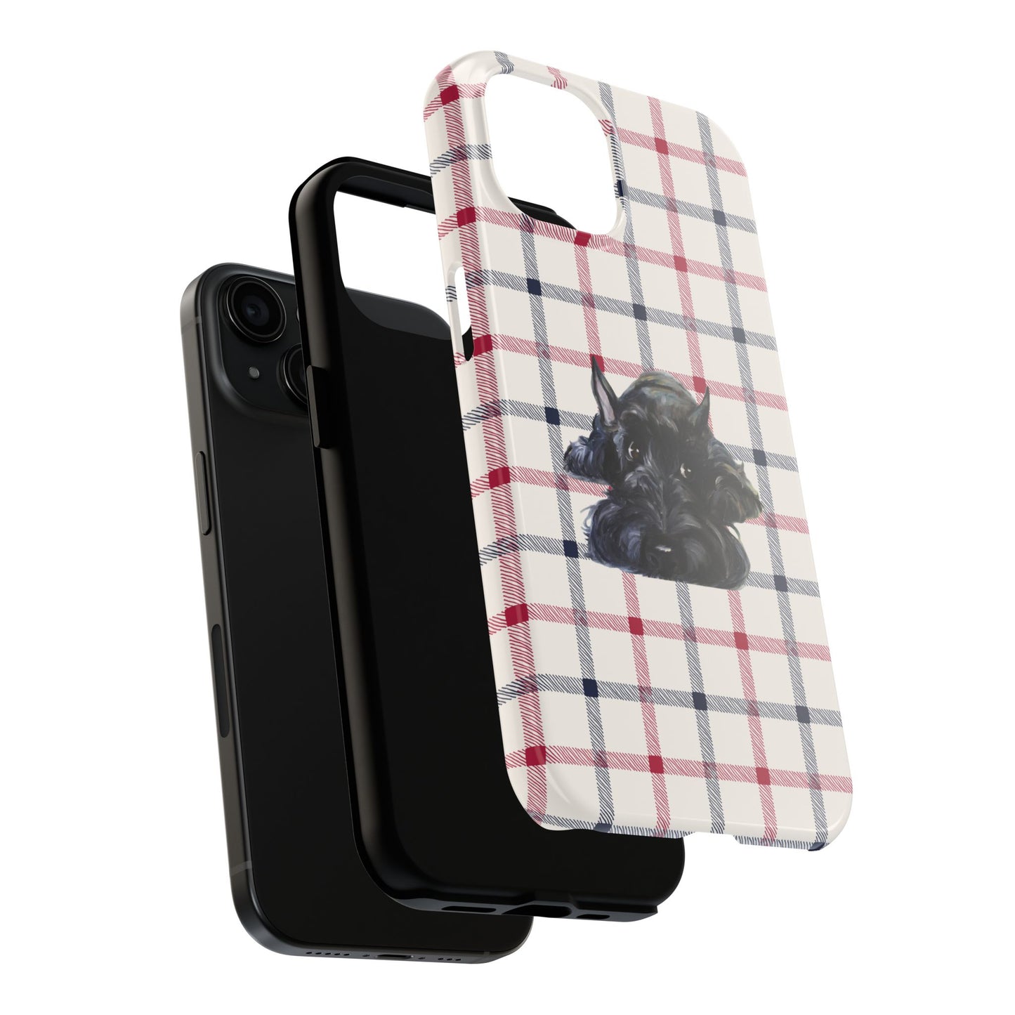 Scottish Terrier Phone Case, Tough Cases, Scottie Dog Phone Cover, Gift for Dog Lovers, Plaid Design