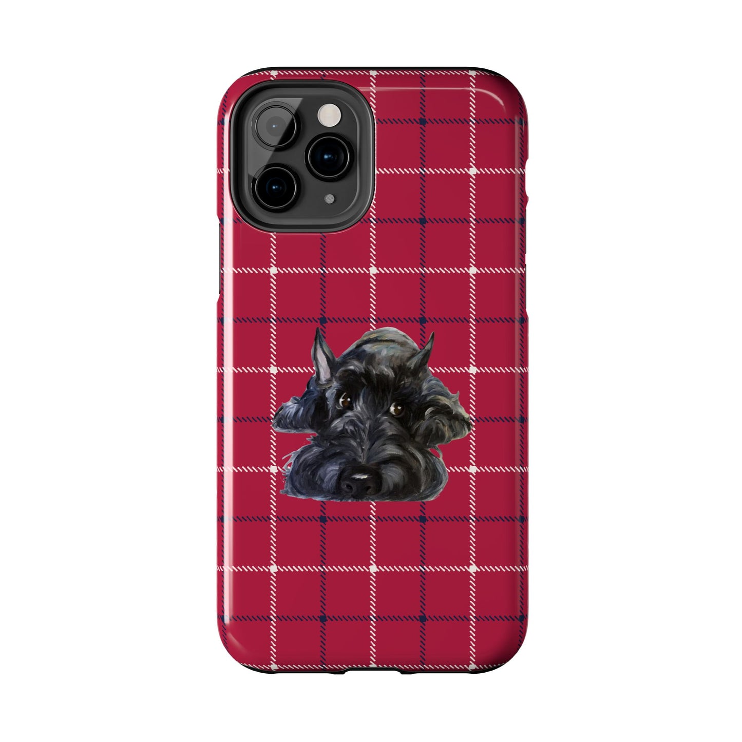 Scottish Terrier Phone Case, Tough Cases, Scottie Dog Phone Cover, Gift for Dog Lovers, Plaid Design