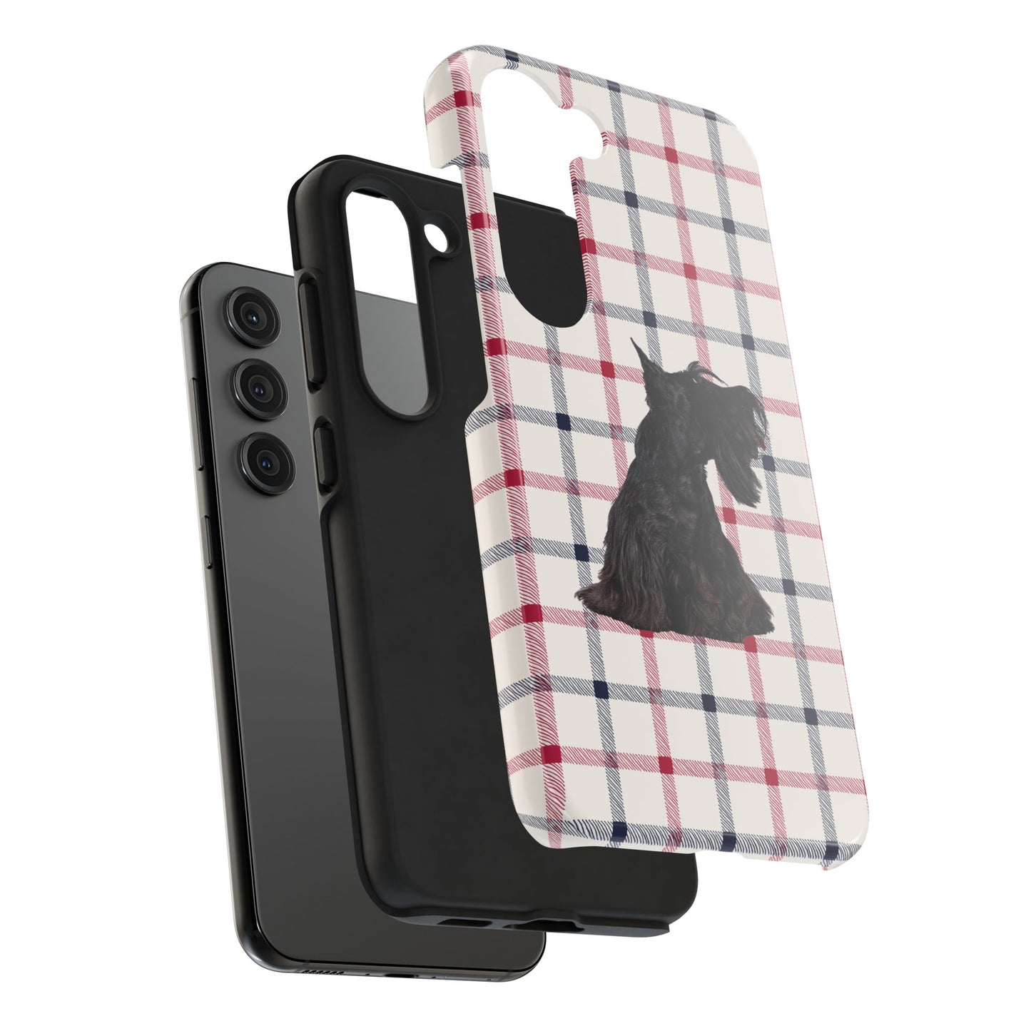 Scottish Terrier Phone Case, Tough Cases, Scottie Dog Phone Cover, Gift for Dog Lovers, Plaid Design