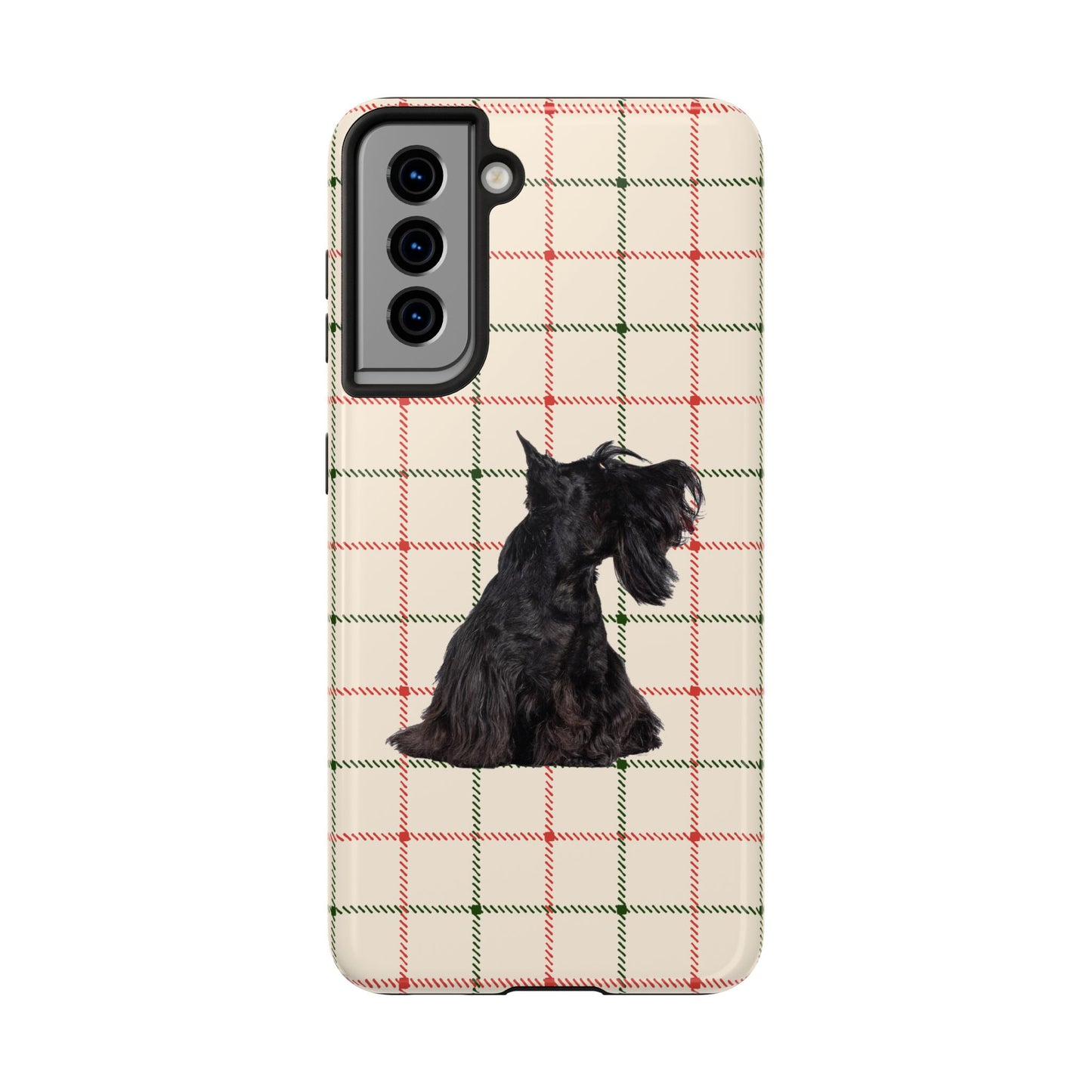 Scottish Terrier Phone Case, Tough Cases, Scottie Dog Phone Cover, Gift for Dog Lovers, Plaid Design