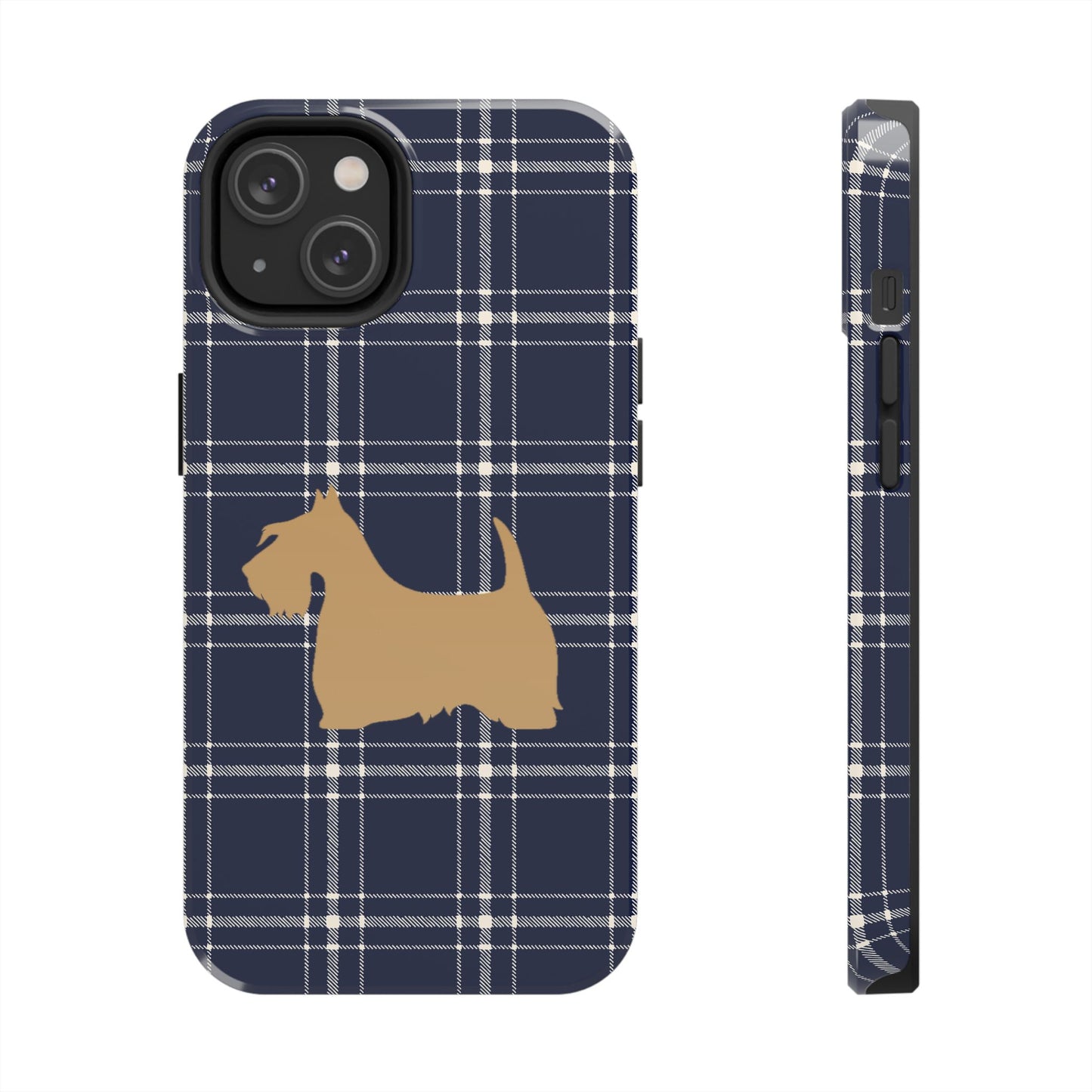 Scottish Terrier Phone Case, Tough Cases, Scottie Dog Phone Cover, Gift for Dog Lovers, Plaid Design