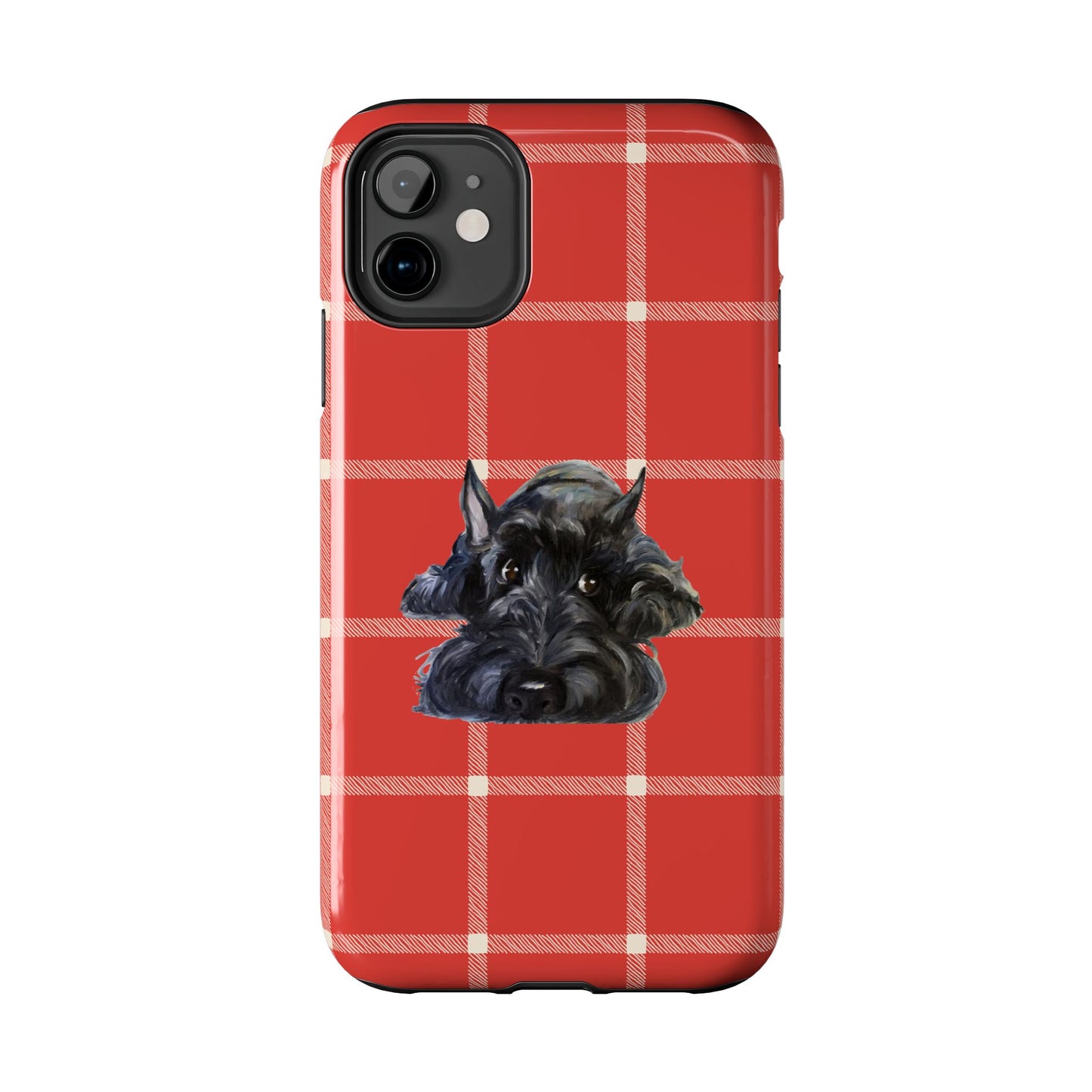 Scottish Terrier Phone Case, Tough Cases, Scottie Dog Phone Cover, Gift for Dog Lovers, Plaid Design