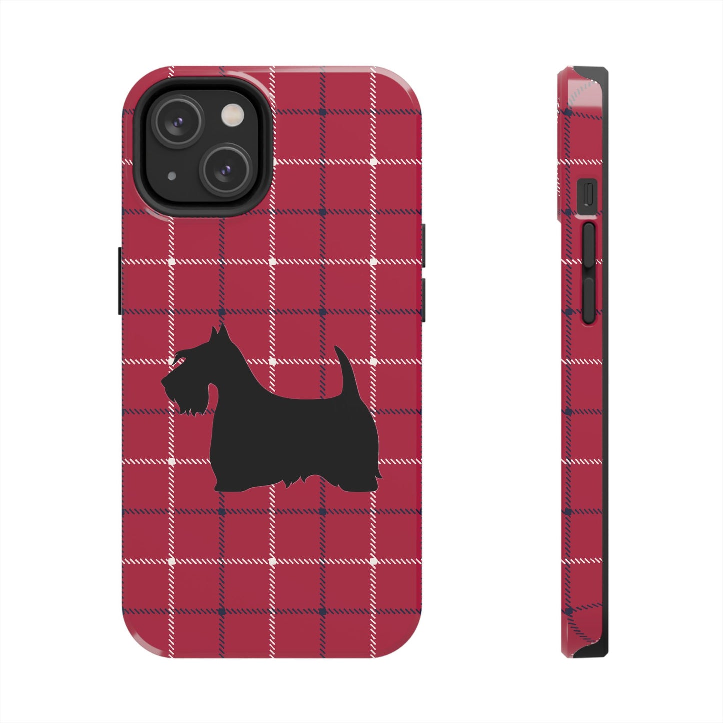 Scottish Terrier Phone Case, Tough Cases, Scottie Dog Phone Cover, Gift for Dog Lovers, Plaid Design
