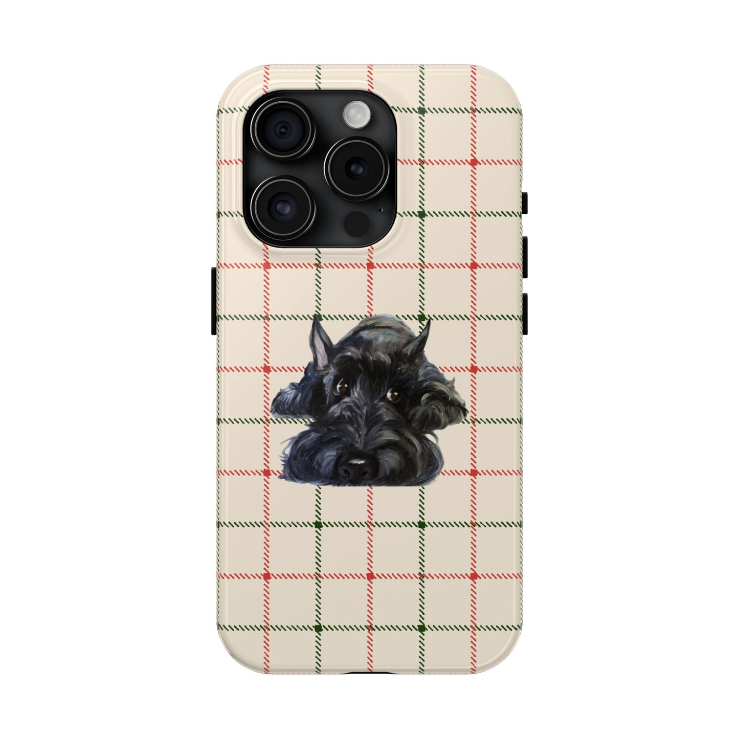 Scottish Terrier Phone Case, Tough Cases, Scottie Dog Phone Cover, Gift for Dog Lovers, Plaid Design