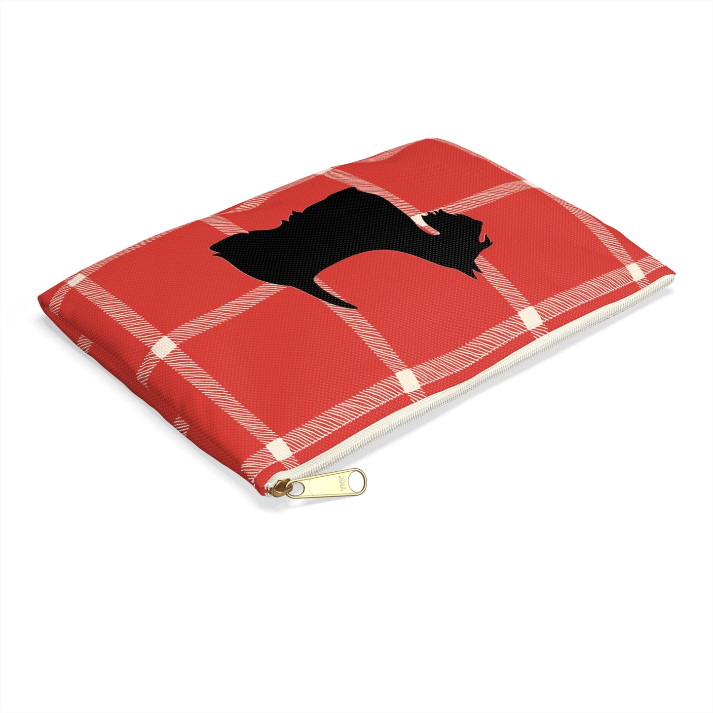 Scottish Terrier Accessory Pouch, Pet Lover Gift, Dog Travel Bag, Stylish Makeup Case, Plaid Organizer