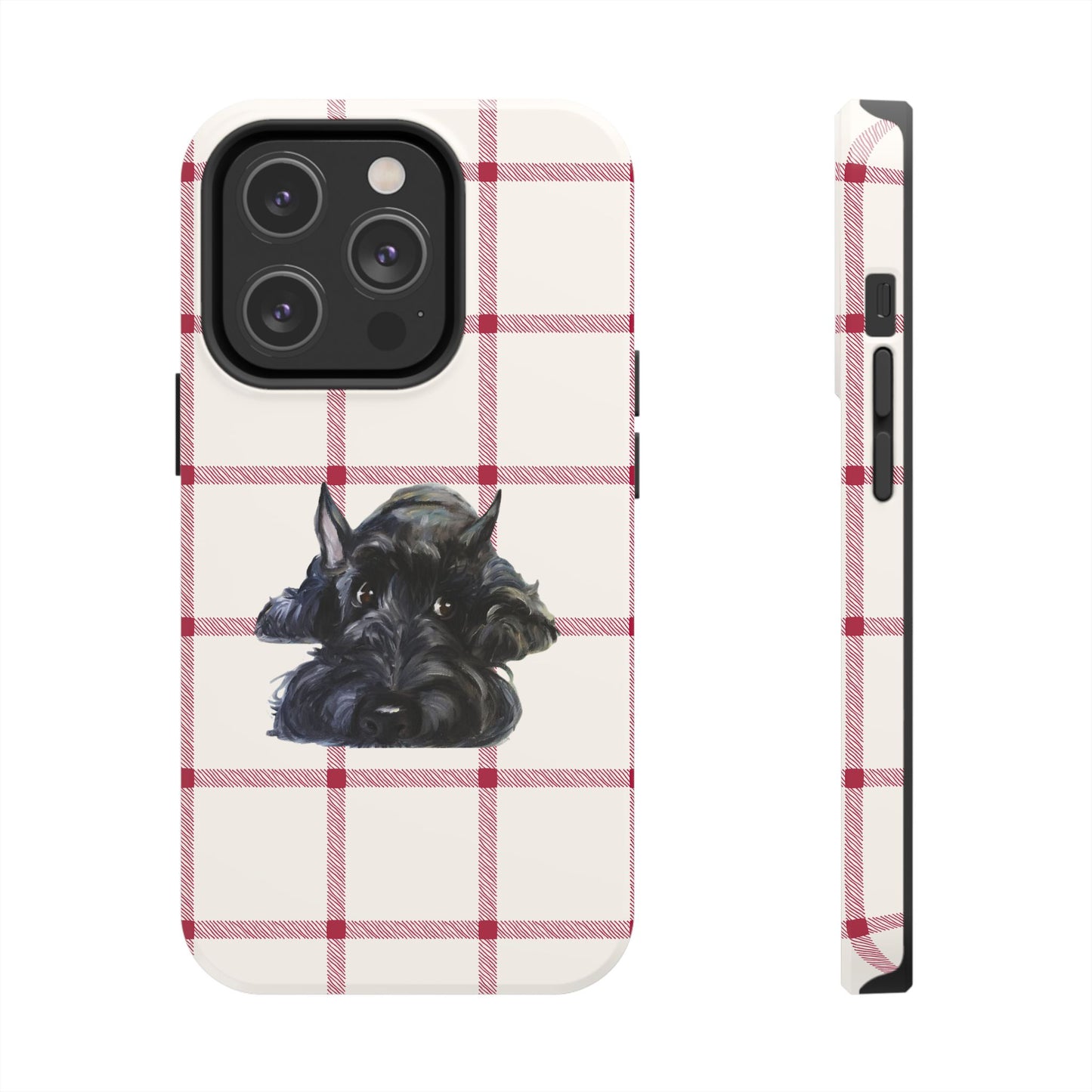 Scottish Terrier Phone Case, Tough Cases, Scottie Dog Phone Cover, Gift for Dog Lovers, Plaid Design