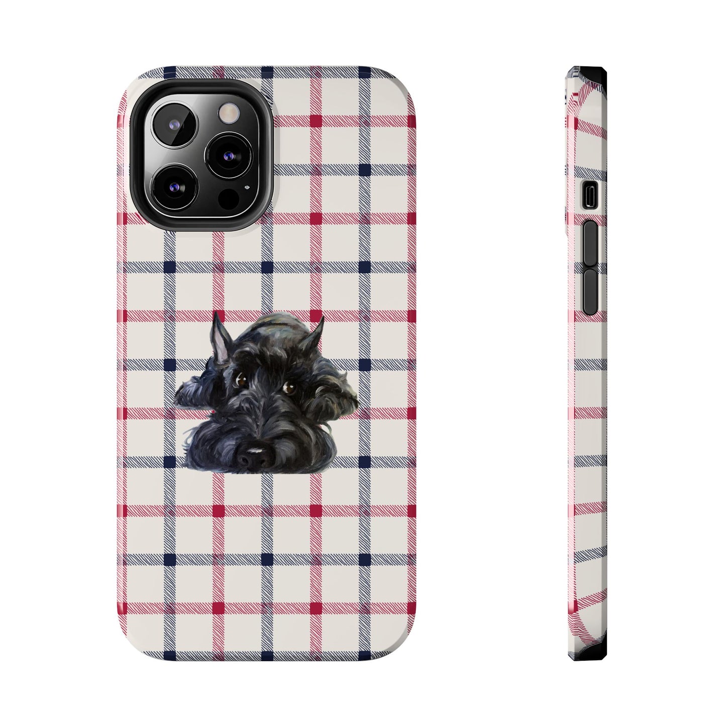 Scottish Terrier Phone Case, Tough Cases, Scottie Dog Phone Cover, Gift for Dog Lovers, Plaid Design