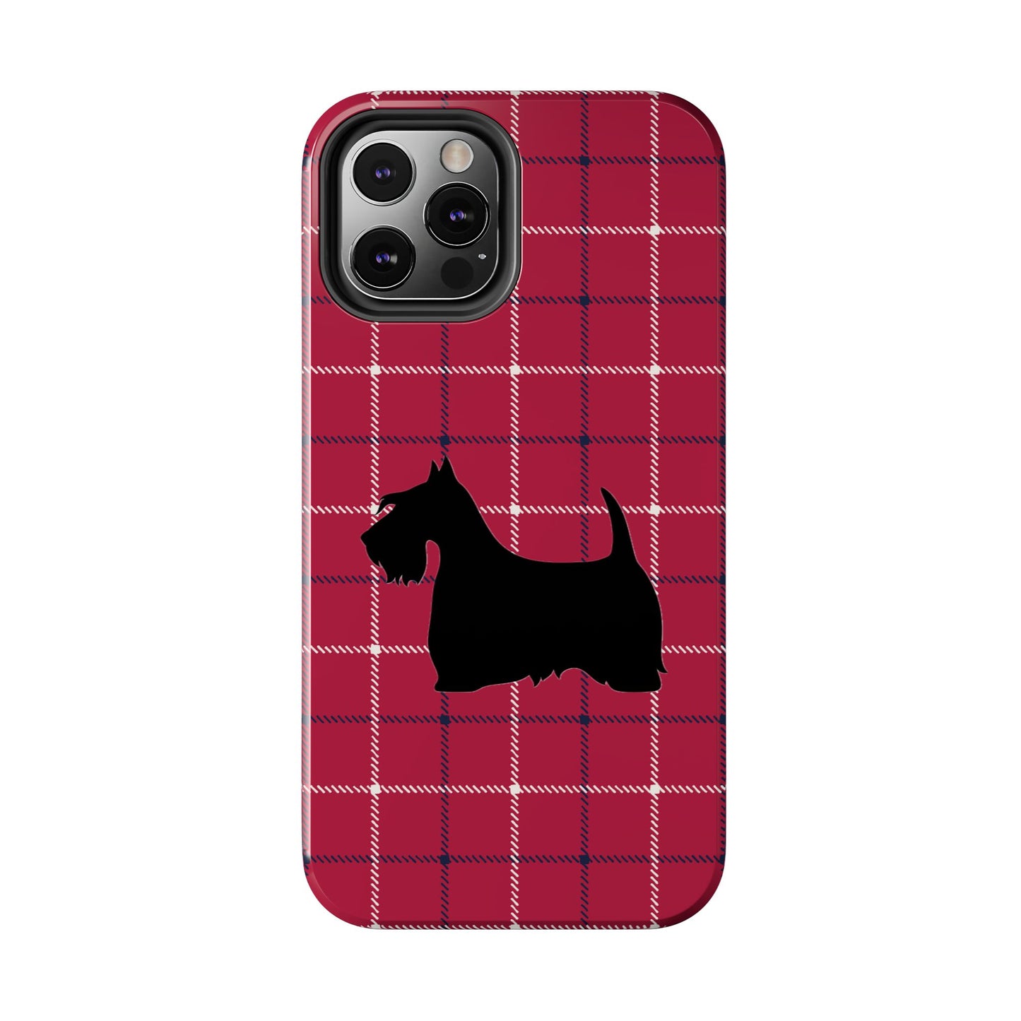 Scottish Terrier Phone Case, Tough Cases, Scottie Dog Phone Cover, Gift for Dog Lovers, Plaid Design