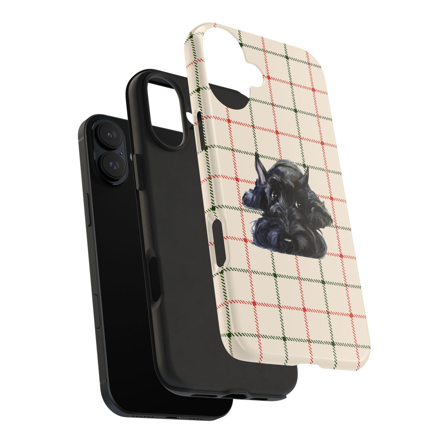 Scottish Terrier Phone Case, Tough Cases, Scottie Dog Phone Cover, Gift for Dog Lovers, Plaid Design