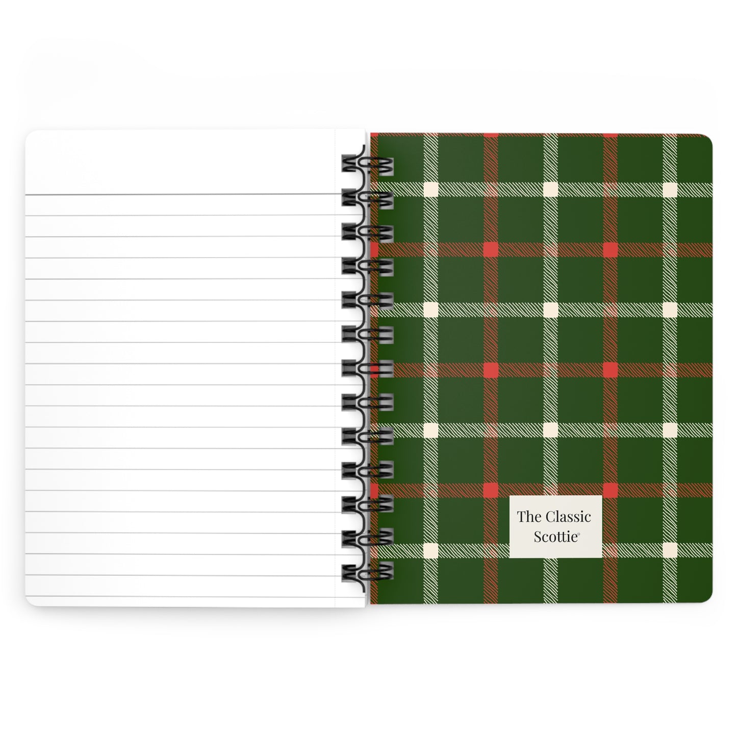 Plaid Spiral Bound Journal with Scottish Terrier Silhouette, Notebooks for Gifts, School Supplies, Writing, Pet Lovers