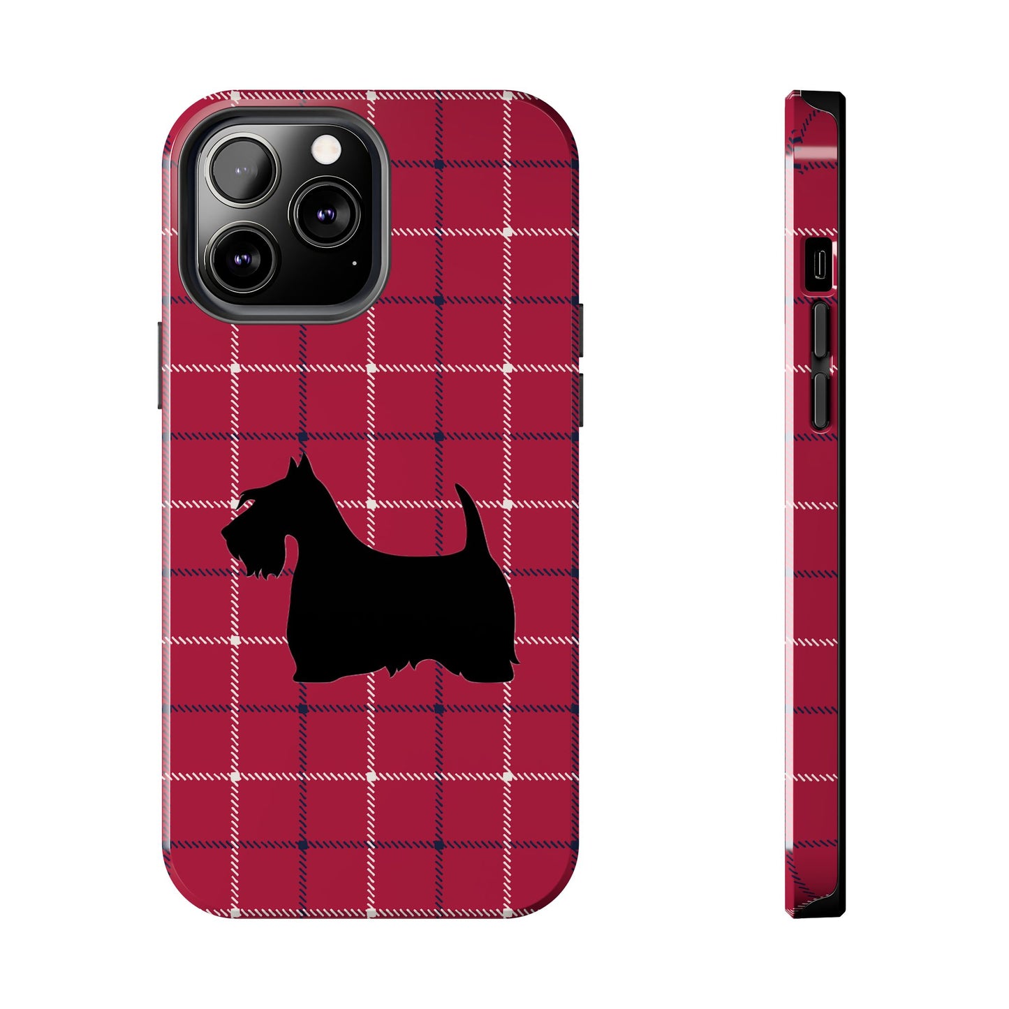Scottish Terrier Phone Case, Tough Cases, Scottie Dog Phone Cover, Gift for Dog Lovers, Plaid Design