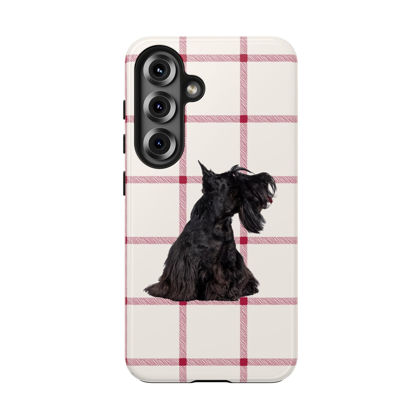 Scottish Terrier Phone Case, Tough Cases, Scottie Dog Phone Cover, Gift for Dog Lovers, Plaid Design