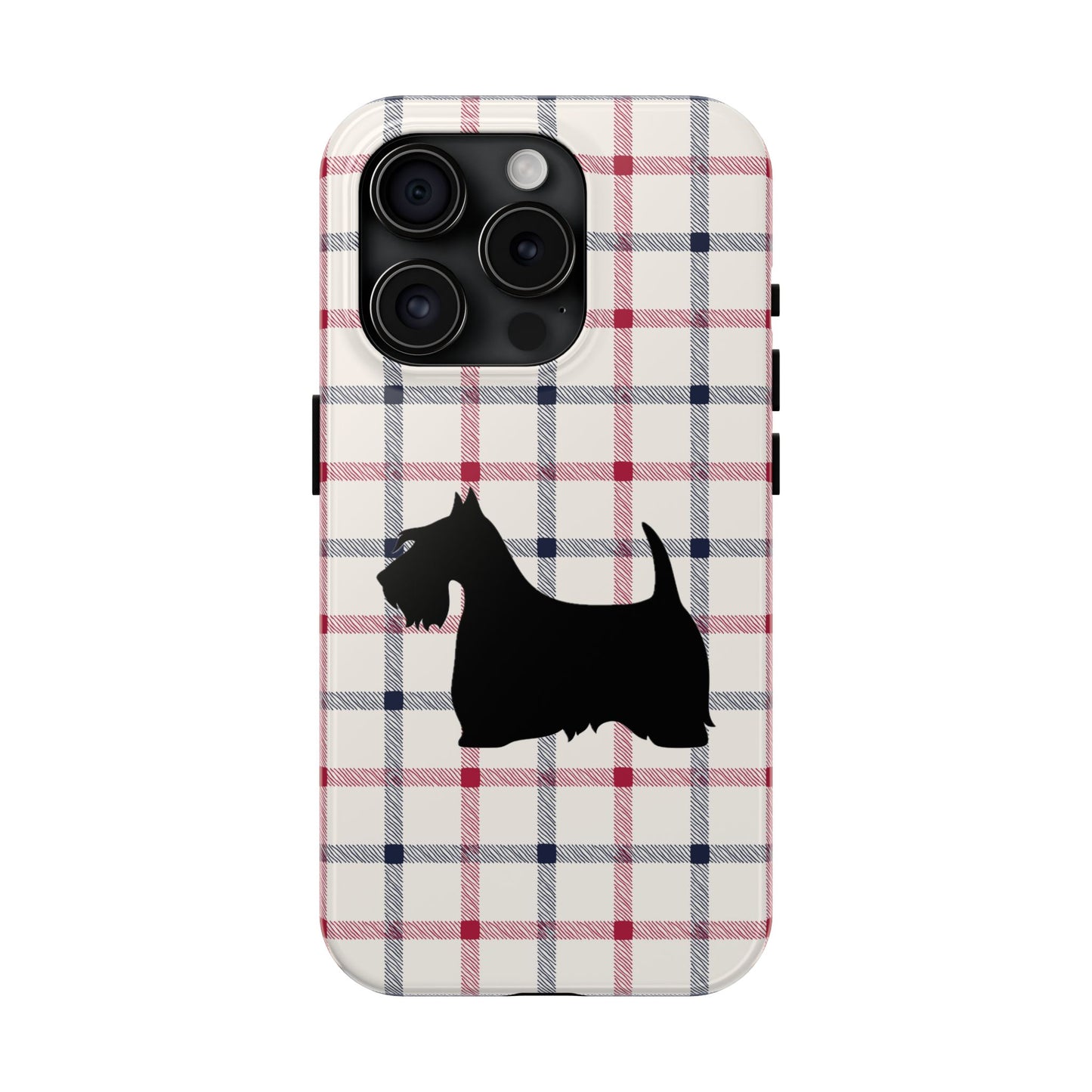 Scottish Terrier Phone Case, Tough Cases, Scottie Dog Phone Cover, Gift for Dog Lovers, Plaid Design