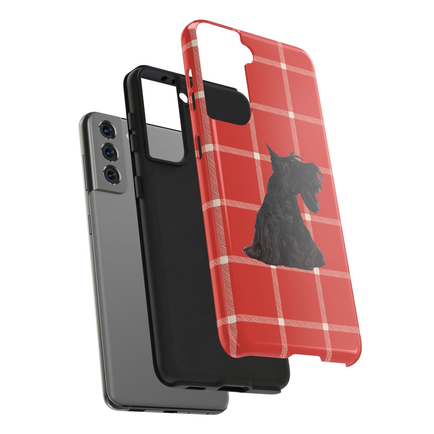 Scottish Terrier Phone Case, Tough Cases, Scottie Dog Phone Cover, Gift for Dog Lovers, Plaid Design