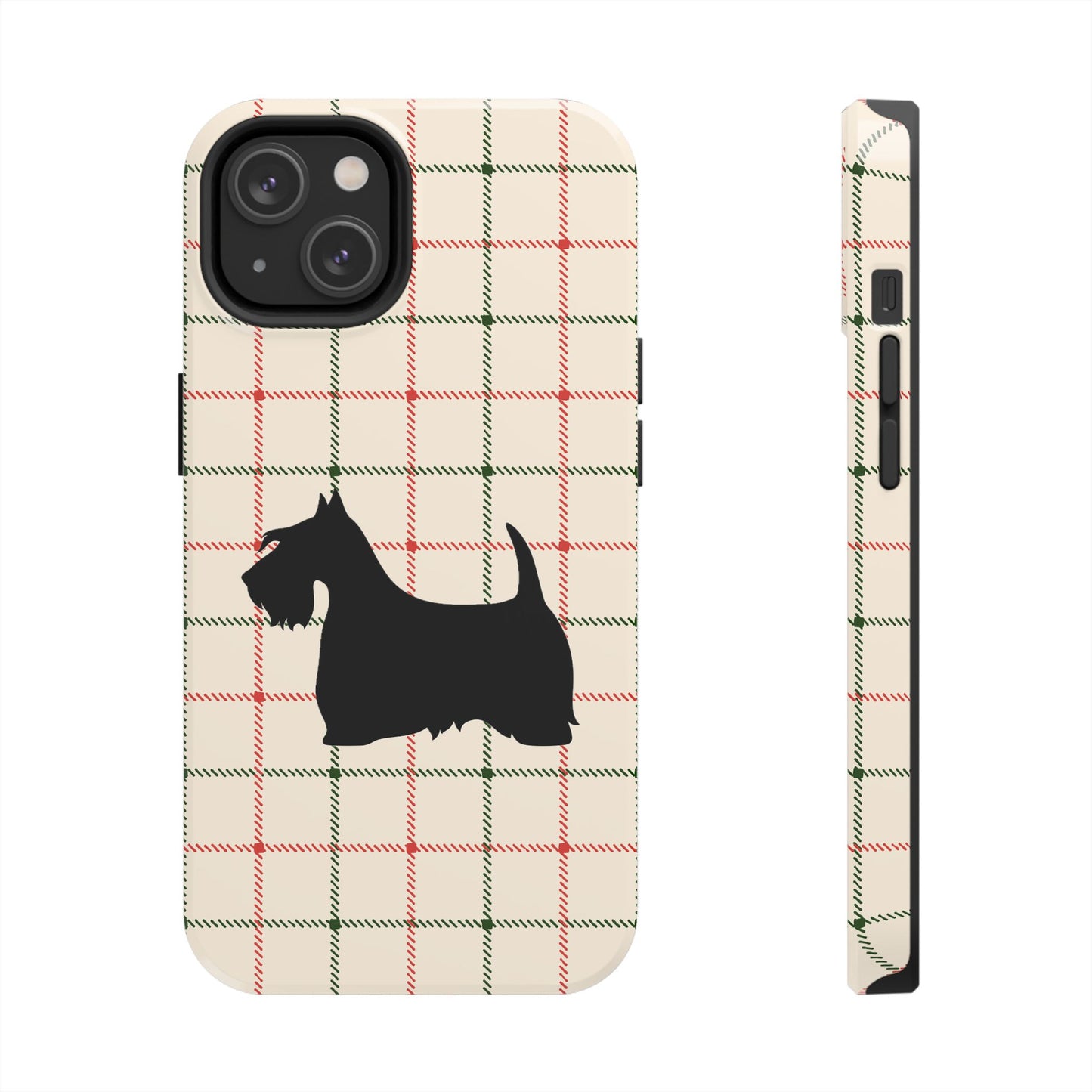 Scottish Terrier Phone Case, Tough Cases, Scottie Dog Phone Cover, Gift for Dog Lovers, Plaid Design