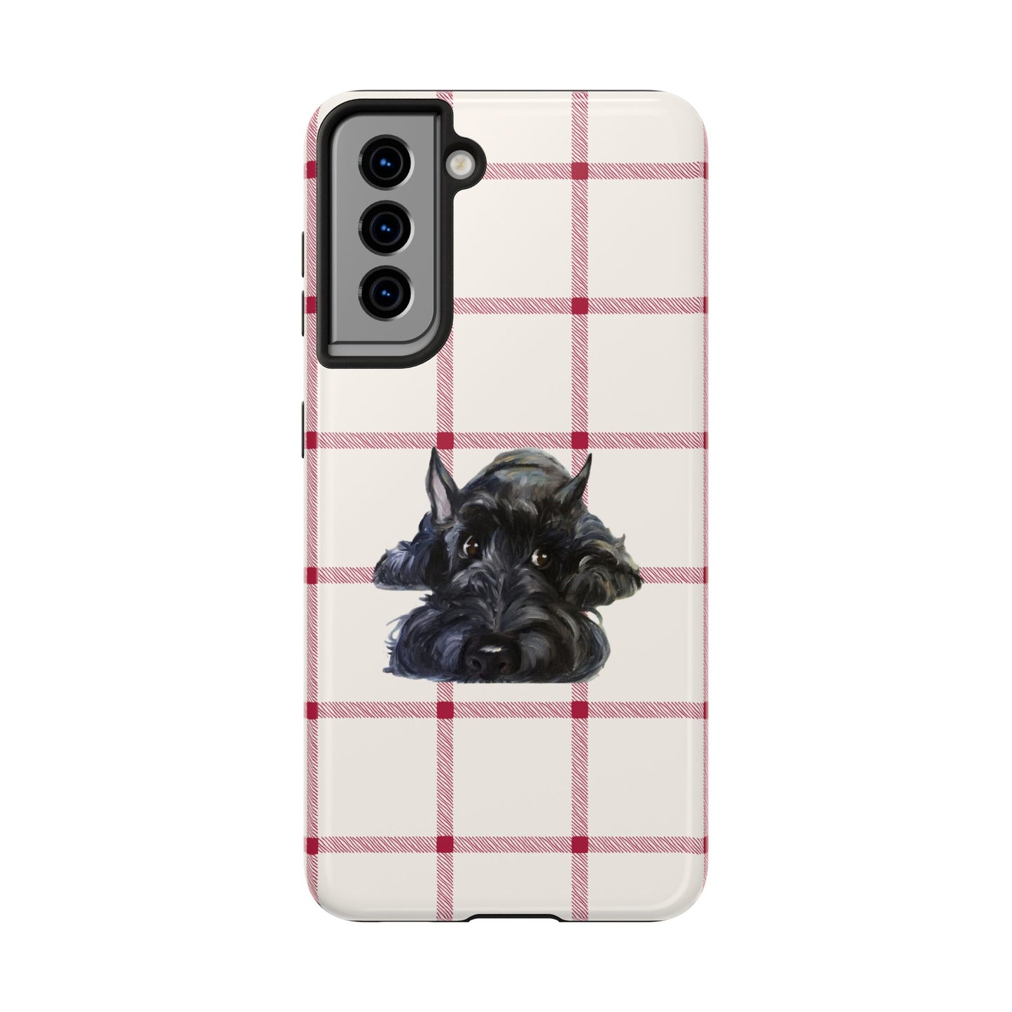 Scottish Terrier Phone Case, Tough Cases, Scottie Dog Phone Cover, Gift for Dog Lovers, Plaid Design