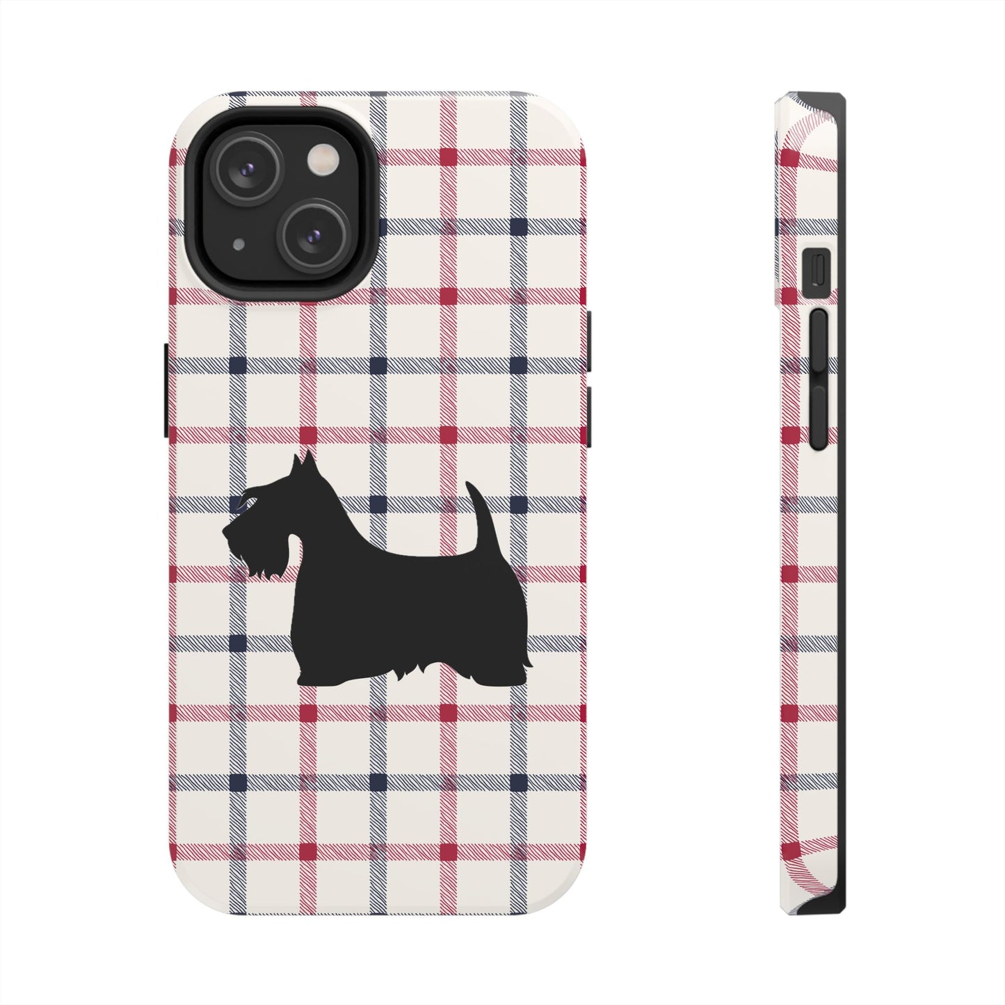 Scottish Terrier Phone Case, Tough Cases, Scottie Dog Phone Cover, Gift for Dog Lovers, Plaid Design