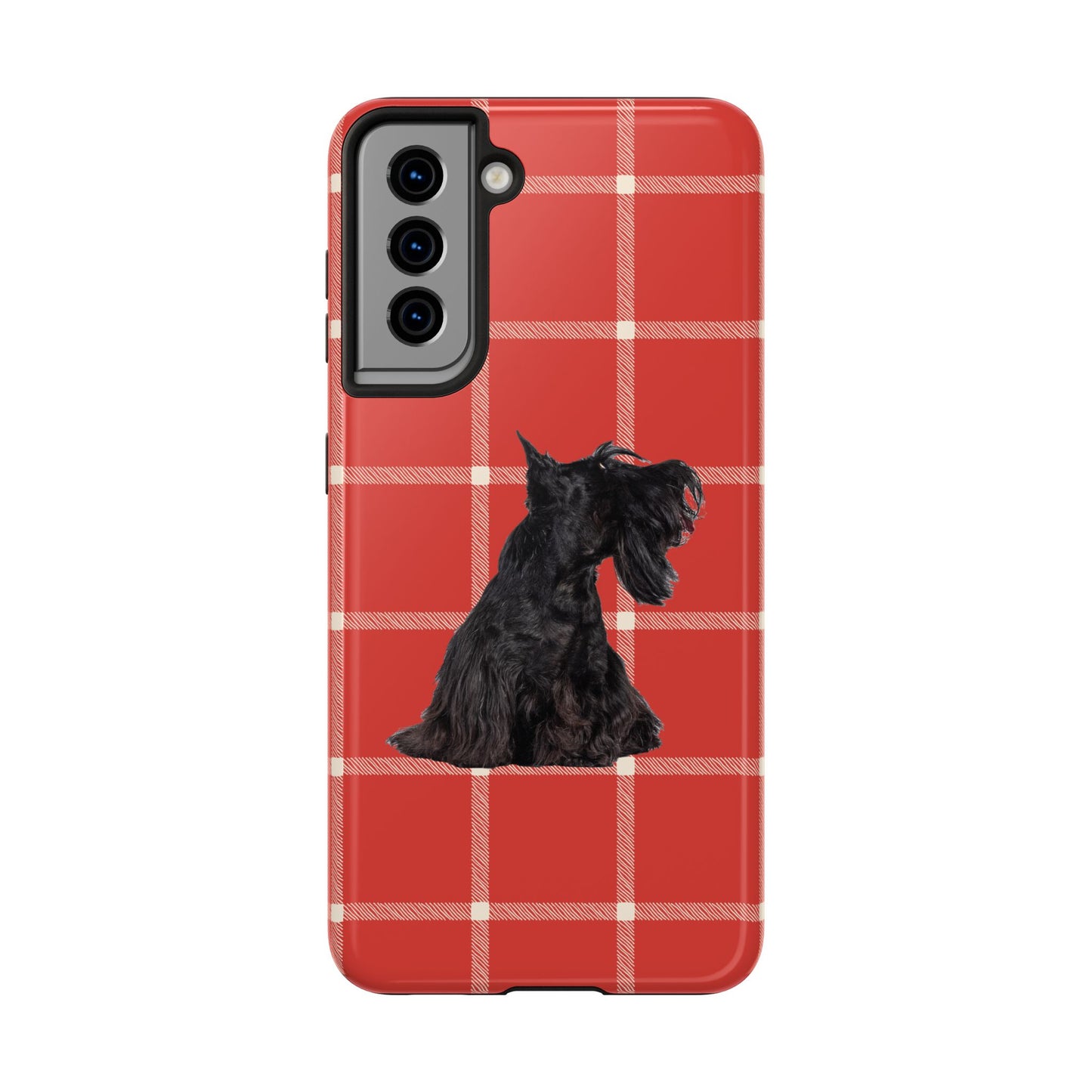 Scottish Terrier Phone Case, Tough Cases, Scottie Dog Phone Cover, Gift for Dog Lovers, Plaid Design