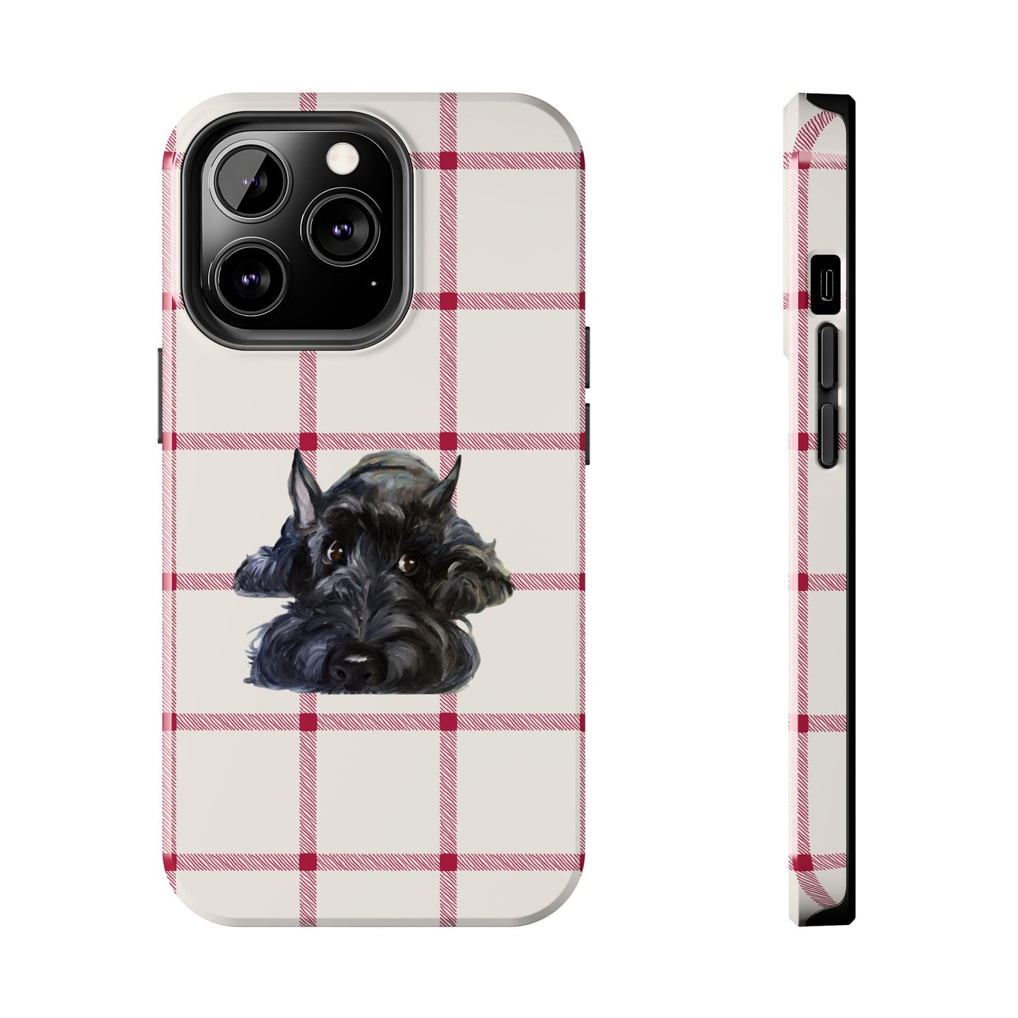 Scottish Terrier Phone Case, Tough Cases, Scottie Dog Phone Cover, Gift for Dog Lovers, Plaid Design