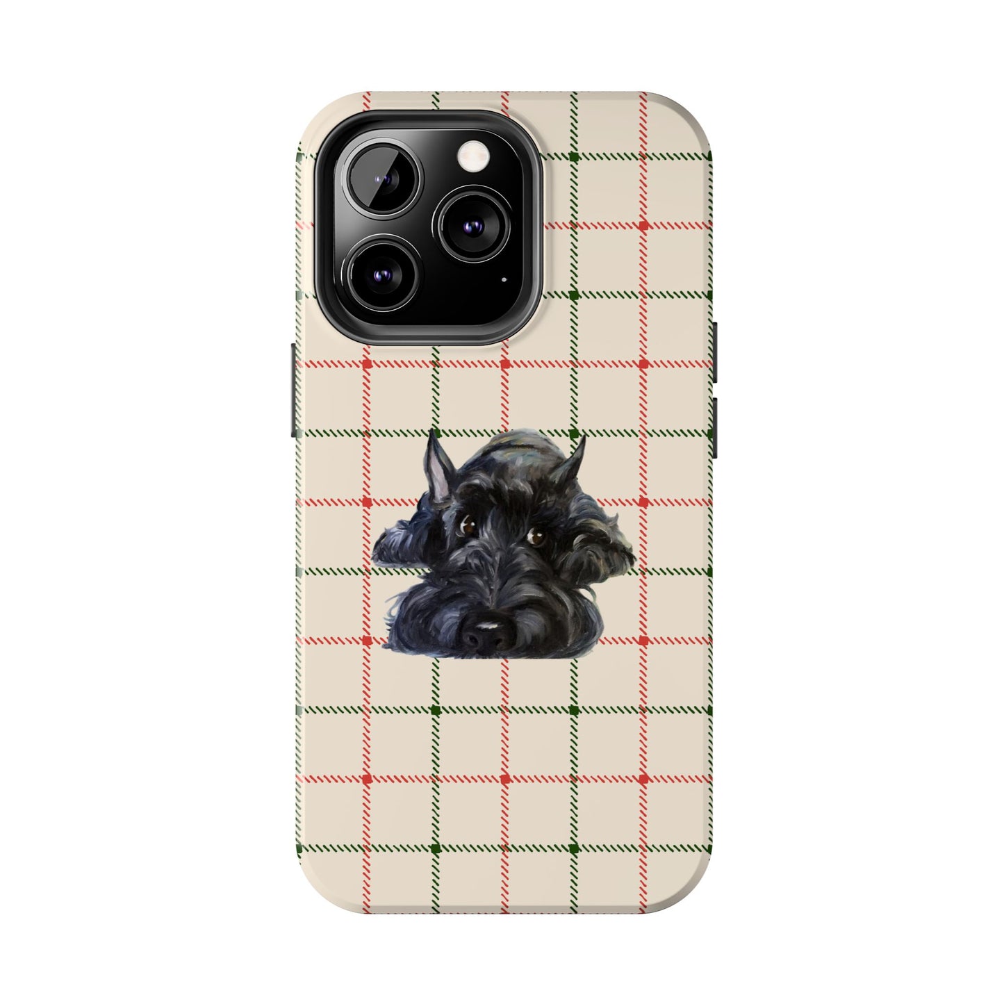Scottish Terrier Phone Case, Tough Cases, Scottie Dog Phone Cover, Gift for Dog Lovers, Plaid Design