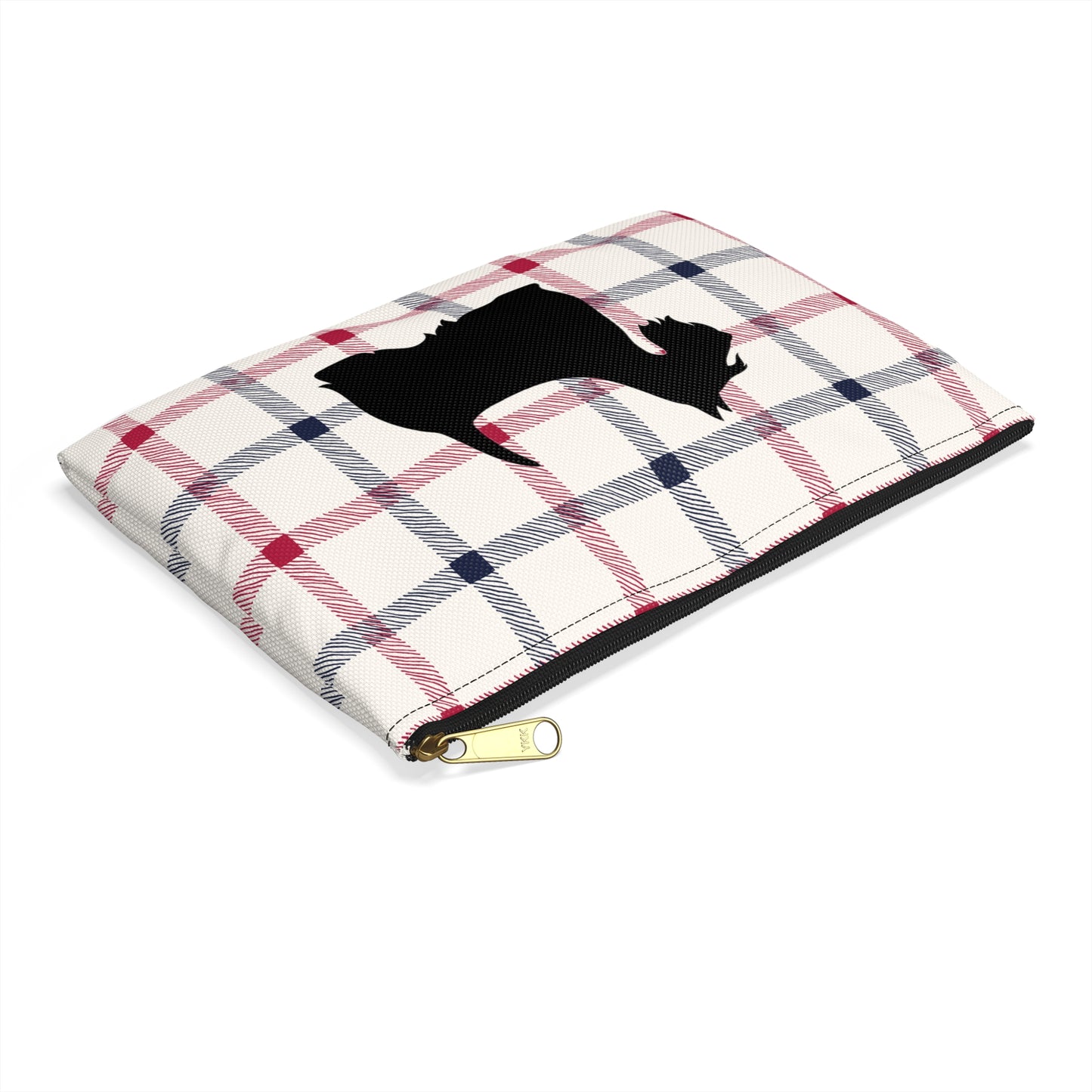 Scottish Terrier Accessory Pouch, Pet Lover Gift, Dog Travel Bag, Stylish Makeup Case, Plaid Organizer