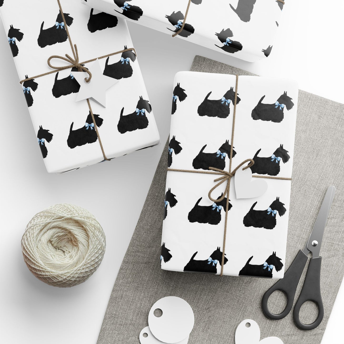 Wrapping Paper - Scottish Terrier with Blue Bow