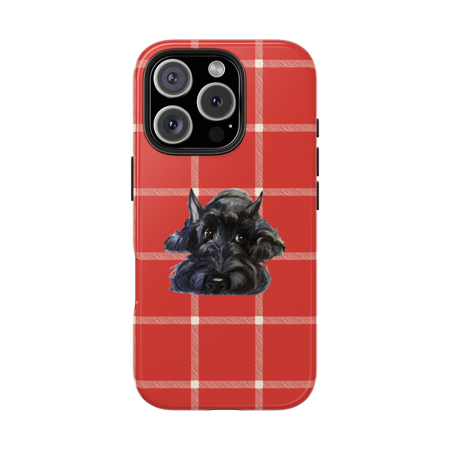 Scottish Terrier Phone Case, Tough Cases, Scottie Dog Phone Cover, Gift for Dog Lovers, Plaid Design