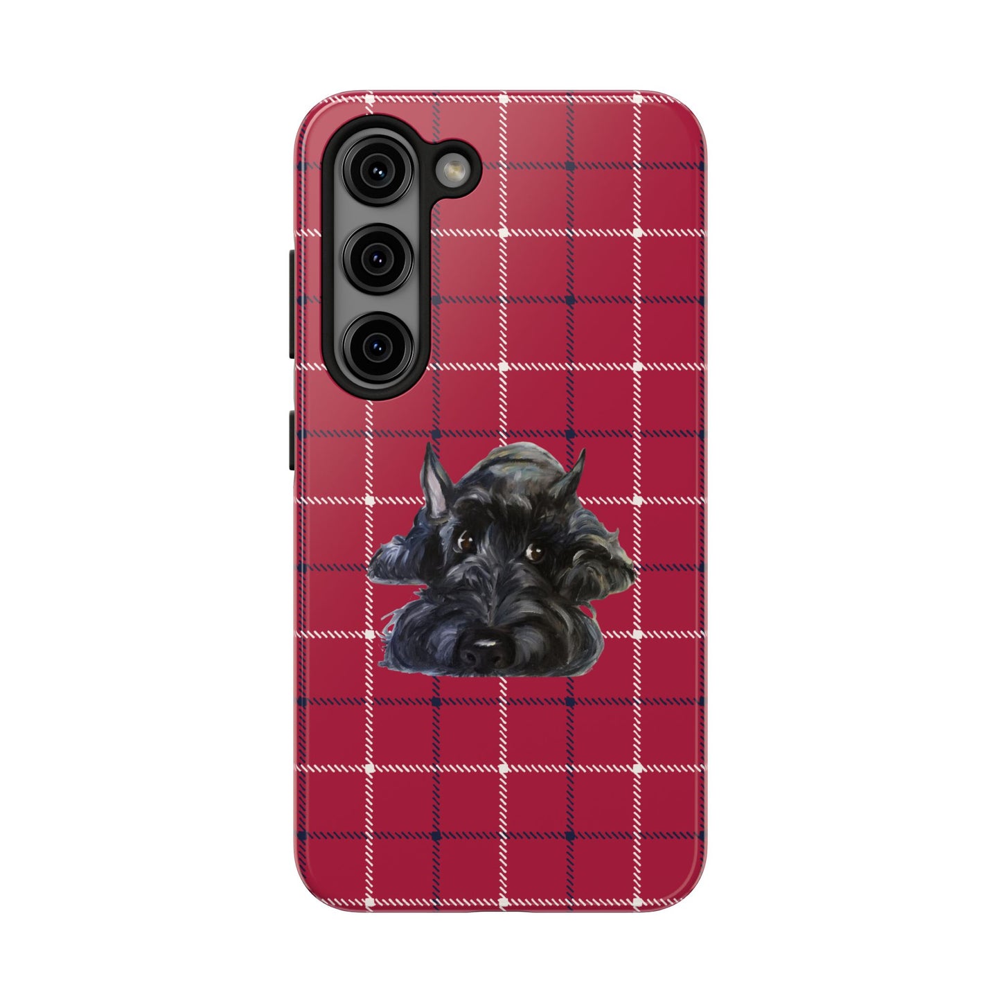 Scottish Terrier Phone Case, Tough Cases, Scottie Dog Phone Cover, Gift for Dog Lovers, Plaid Design