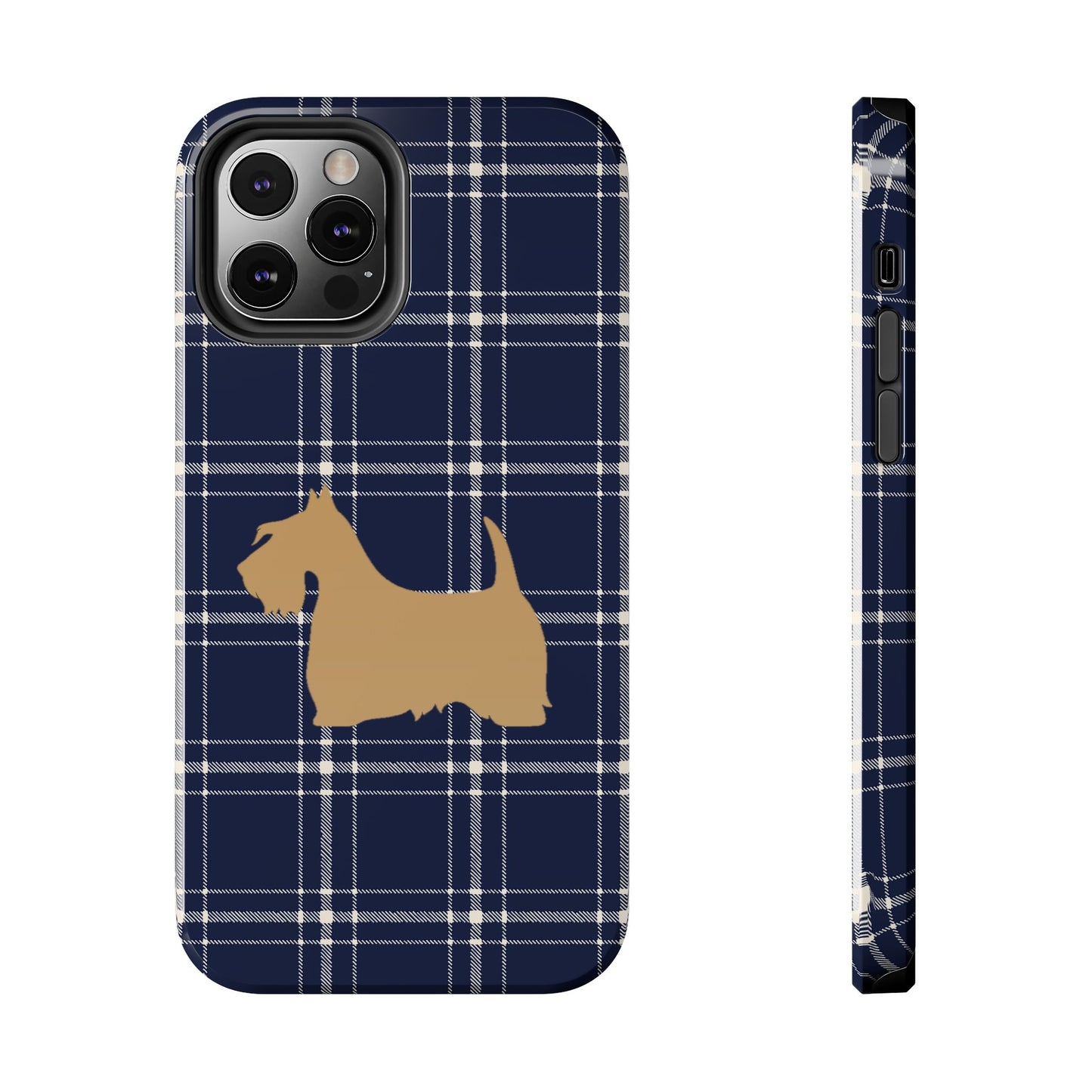 Scottish Terrier Phone Case, Tough Cases, Scottie Dog Phone Cover, Gift for Dog Lovers, Plaid Design