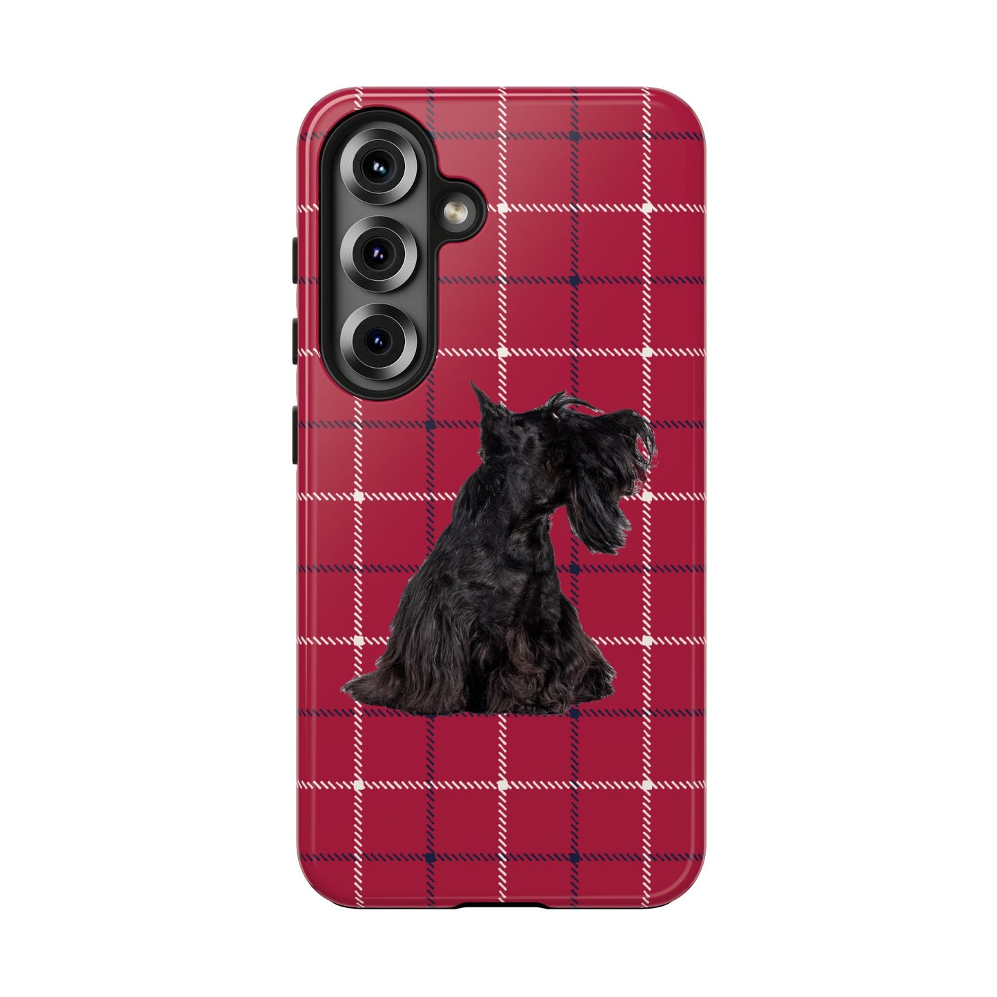 Scottish Terrier Phone Case, Tough Cases, Scottie Dog Phone Cover, Gift for Dog Lovers, Plaid Design