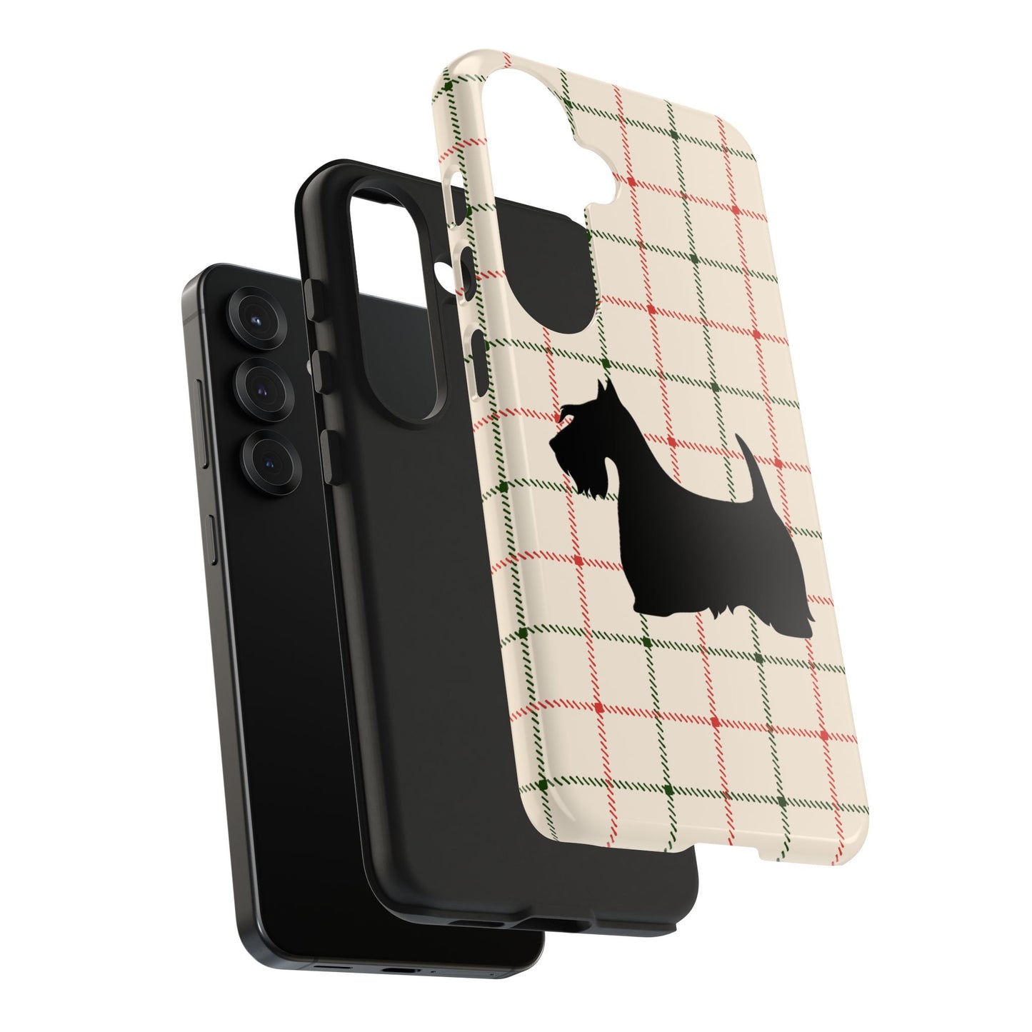 Scottish Terrier Phone Case, Tough Cases, Scottie Dog Phone Cover, Gift for Dog Lovers, Plaid Design