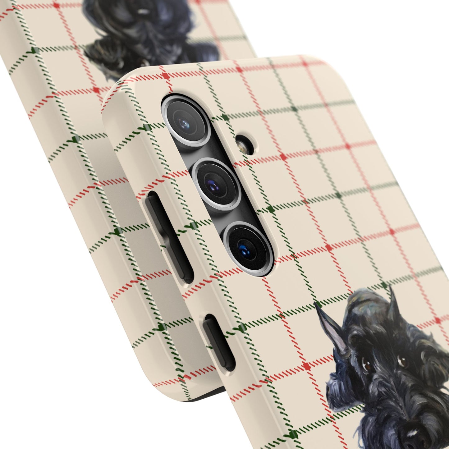 Scottish Terrier Phone Case, Tough Cases, Scottie Dog Phone Cover, Gift for Dog Lovers, Plaid Design