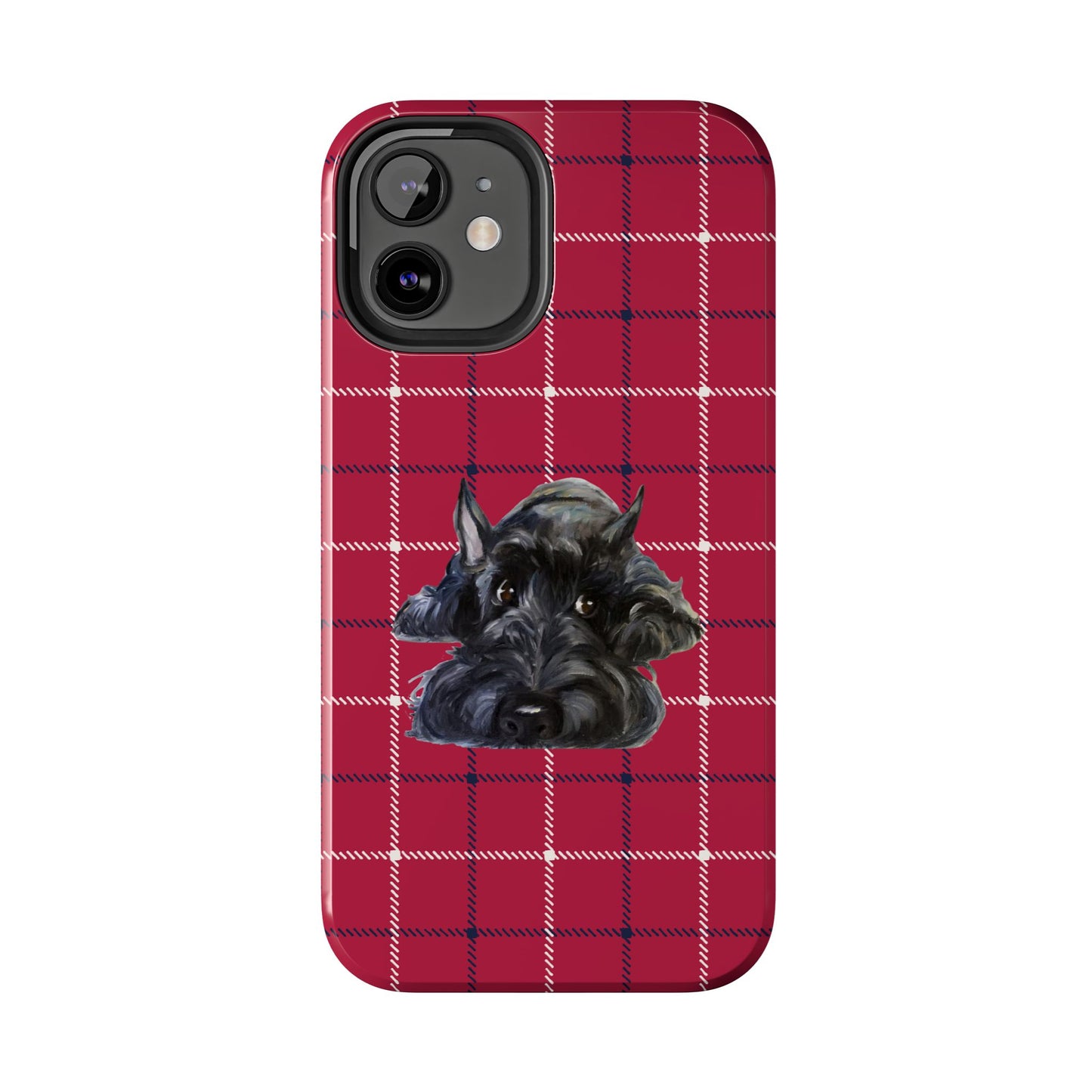 Scottish Terrier Phone Case, Tough Cases, Scottie Dog Phone Cover, Gift for Dog Lovers, Plaid Design