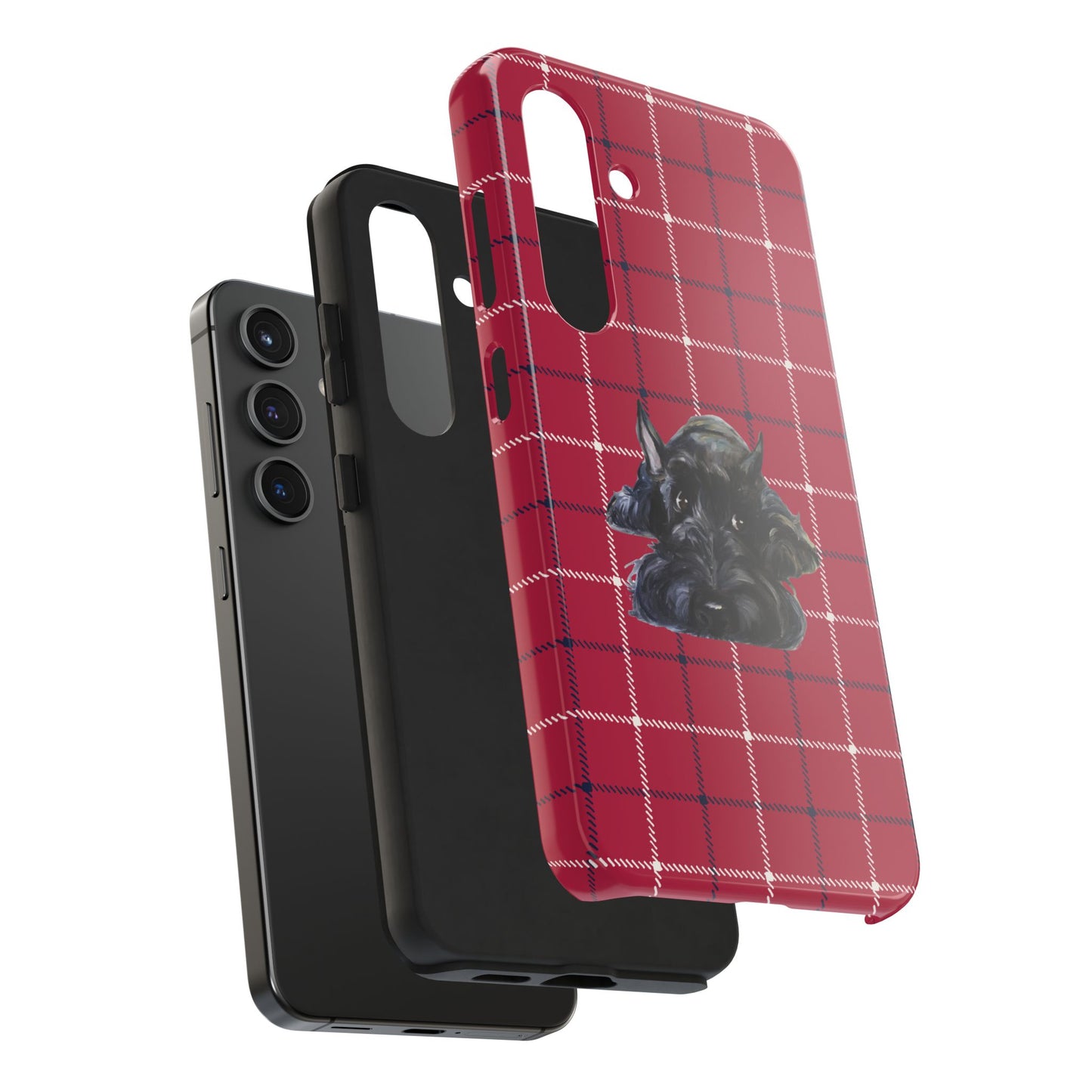 Scottish Terrier Phone Case, Tough Cases, Scottie Dog Phone Cover, Gift for Dog Lovers, Plaid Design