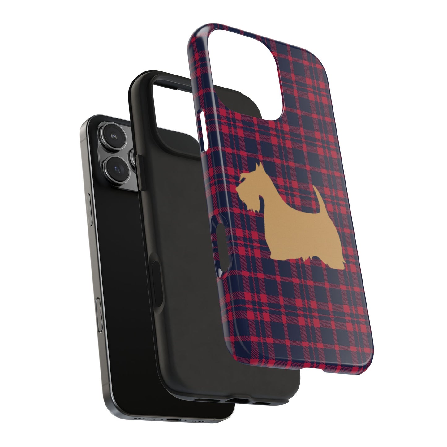 Scottish Terrier Phone Case, Tough Cases, Scottie Dog Phone Cover, Gift for Dog Lovers, Plaid Design