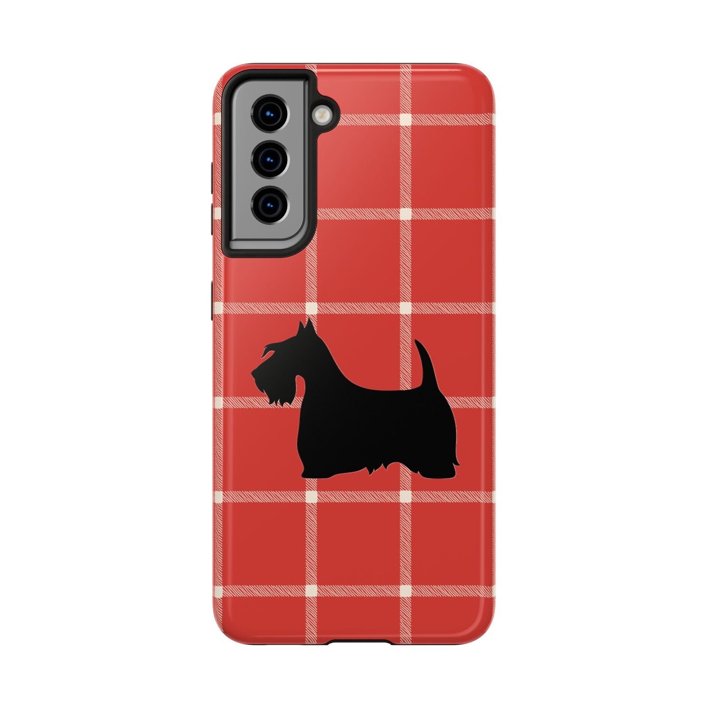 Scottish Terrier Phone Case, Tough Cases, Scottie Dog Phone Cover, Gift for Dog Lovers, Plaid Design