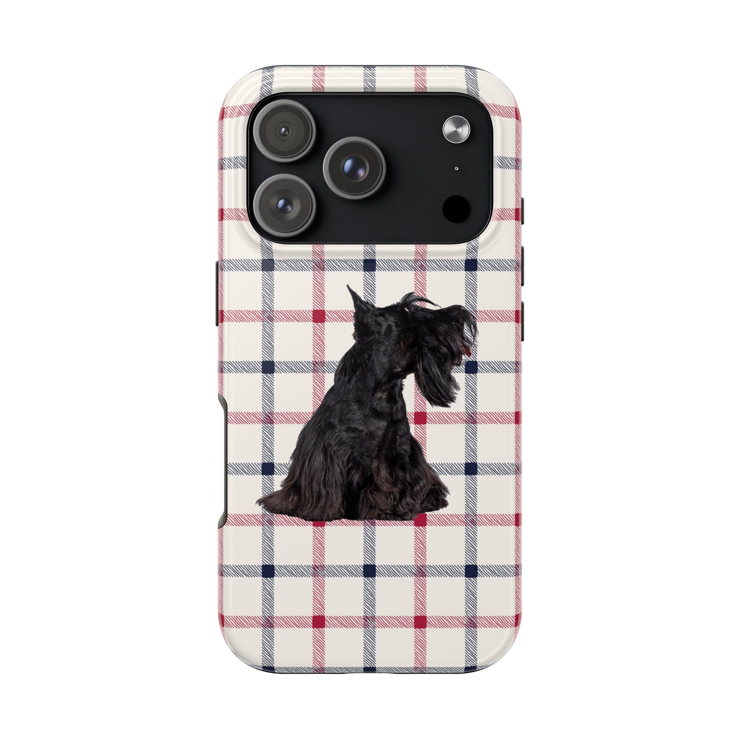 Scottish Terrier Phone Case, Tough Cases, Scottie Dog Phone Cover, Gift for Dog Lovers, Plaid Design