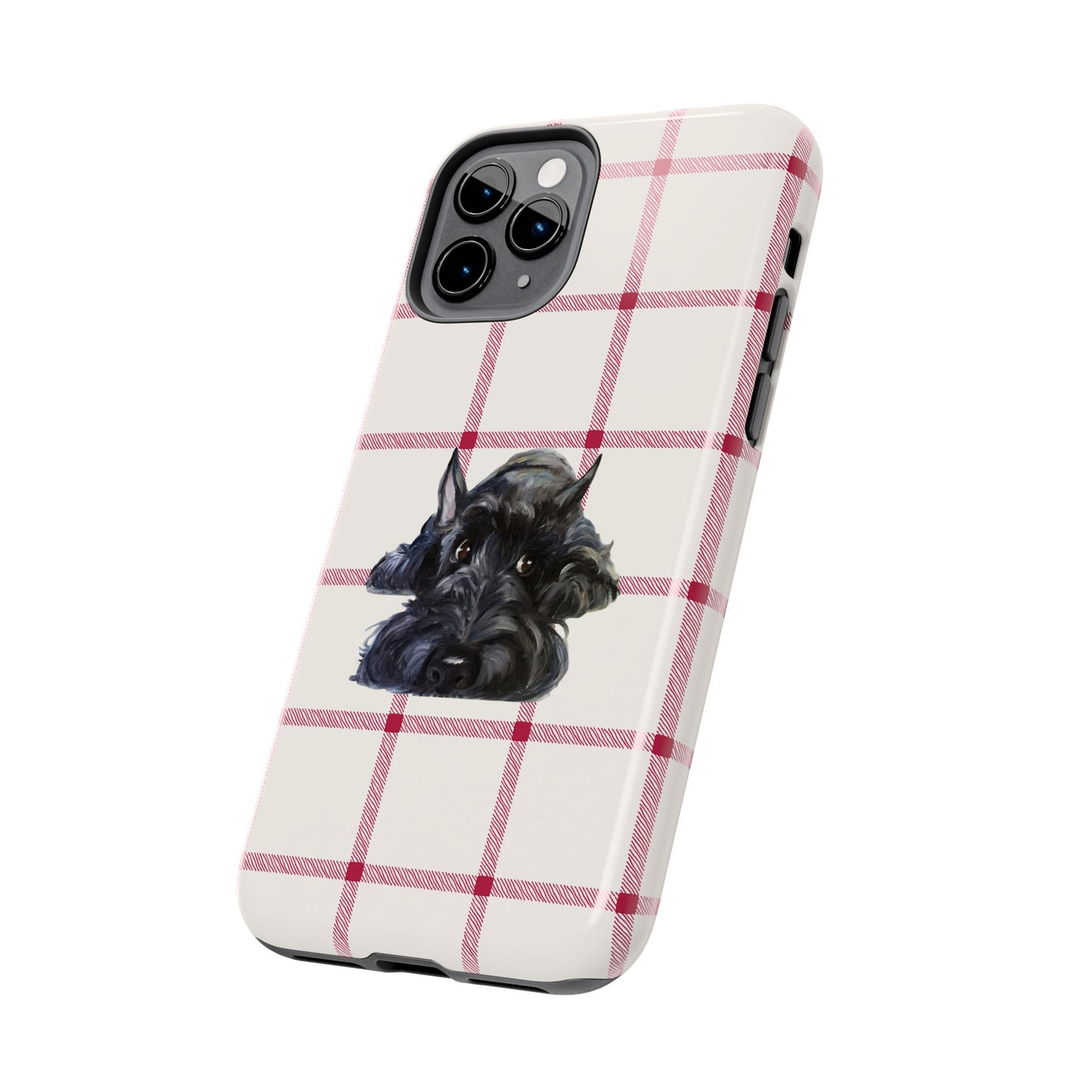 Scottish Terrier Phone Case, Tough Cases, Scottie Dog Phone Cover, Gift for Dog Lovers, Plaid Design