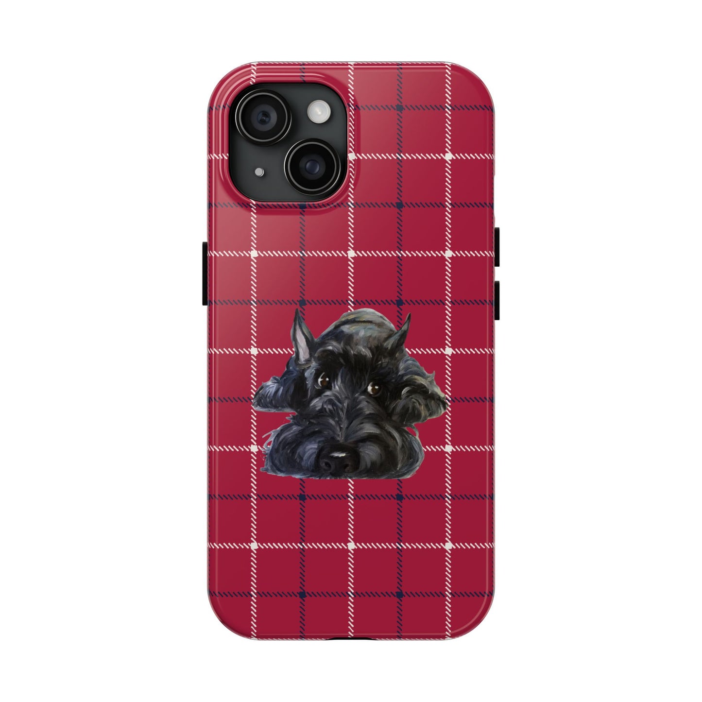 Scottish Terrier Phone Case, Tough Cases, Scottie Dog Phone Cover, Gift for Dog Lovers, Plaid Design