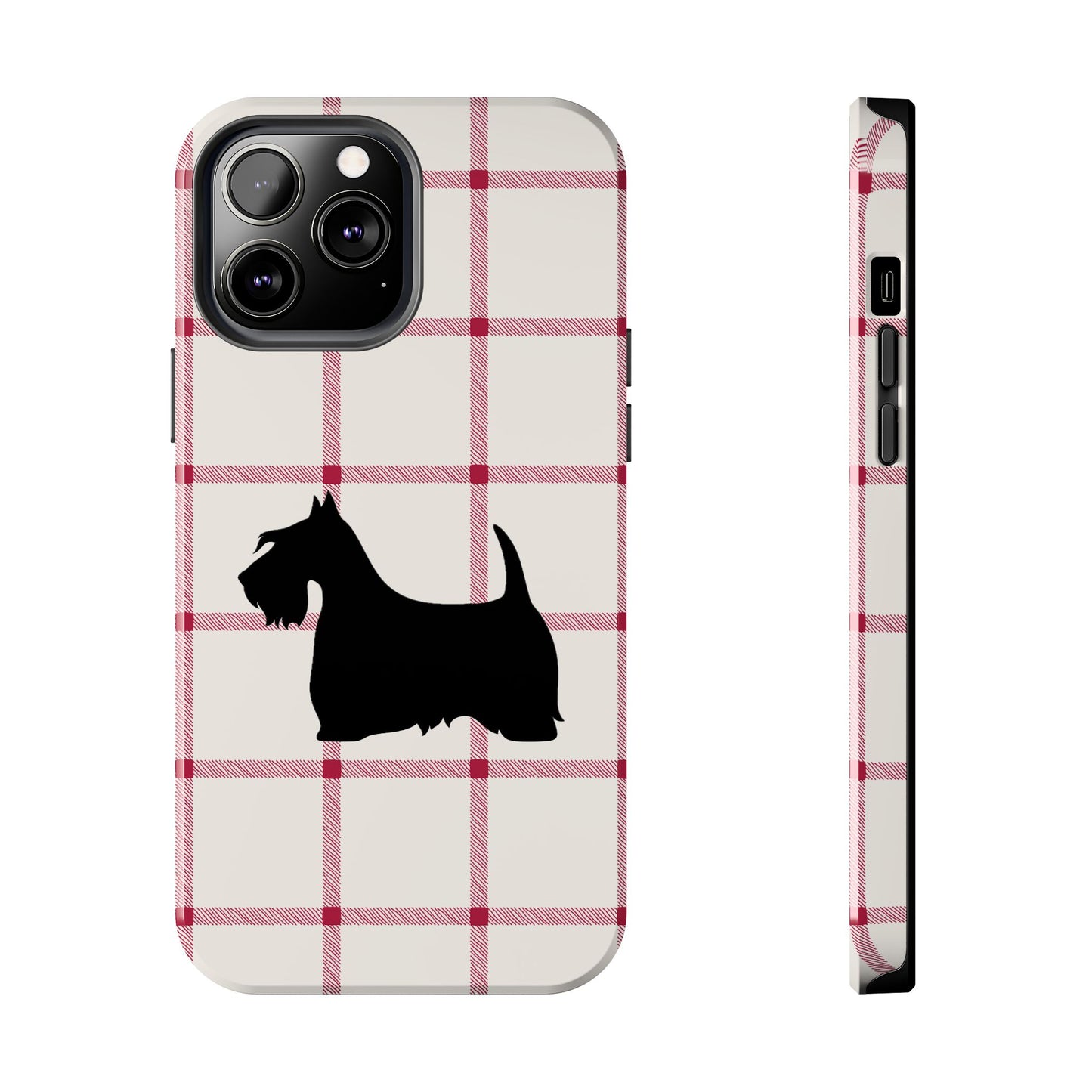 Scottish Terrier Phone Case, Tough Cases, Scottie Dog Phone Cover, Gift for Dog Lovers, Plaid Design