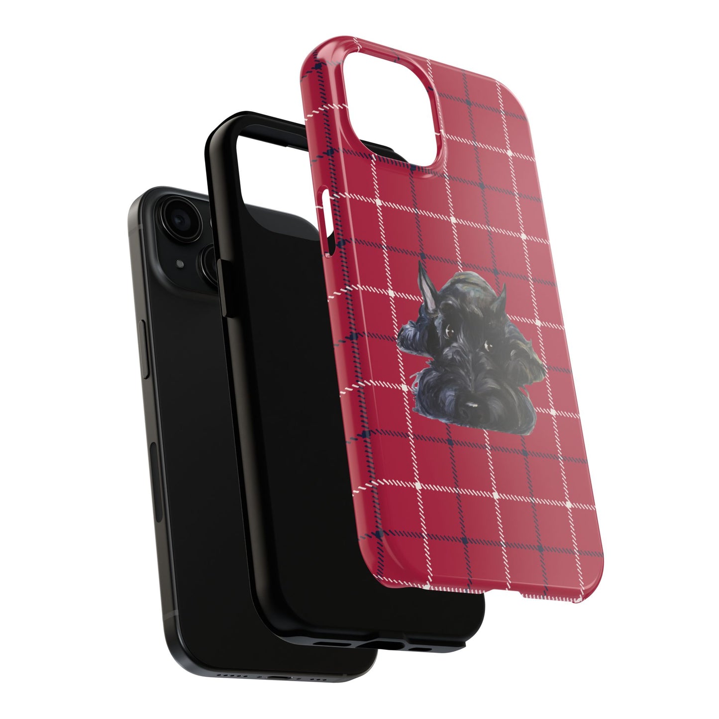 Scottish Terrier Phone Case, Tough Cases, Scottie Dog Phone Cover, Gift for Dog Lovers, Plaid Design