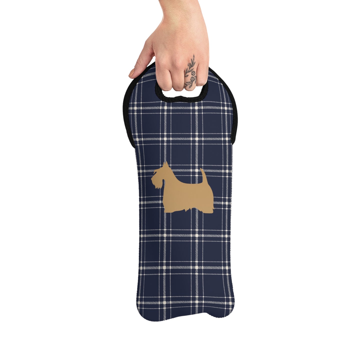 Plaid Wine Tote or Gift Bag with Scottish Terrier Design
