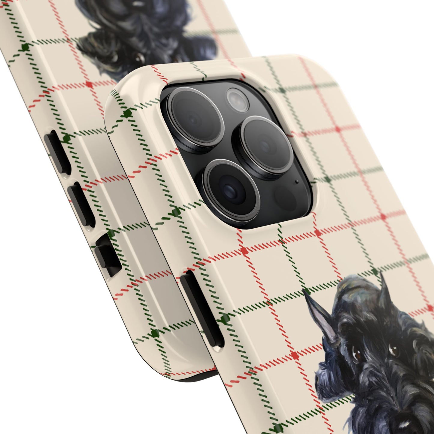 Scottish Terrier Phone Case, Tough Cases, Scottie Dog Phone Cover, Gift for Dog Lovers, Plaid Design