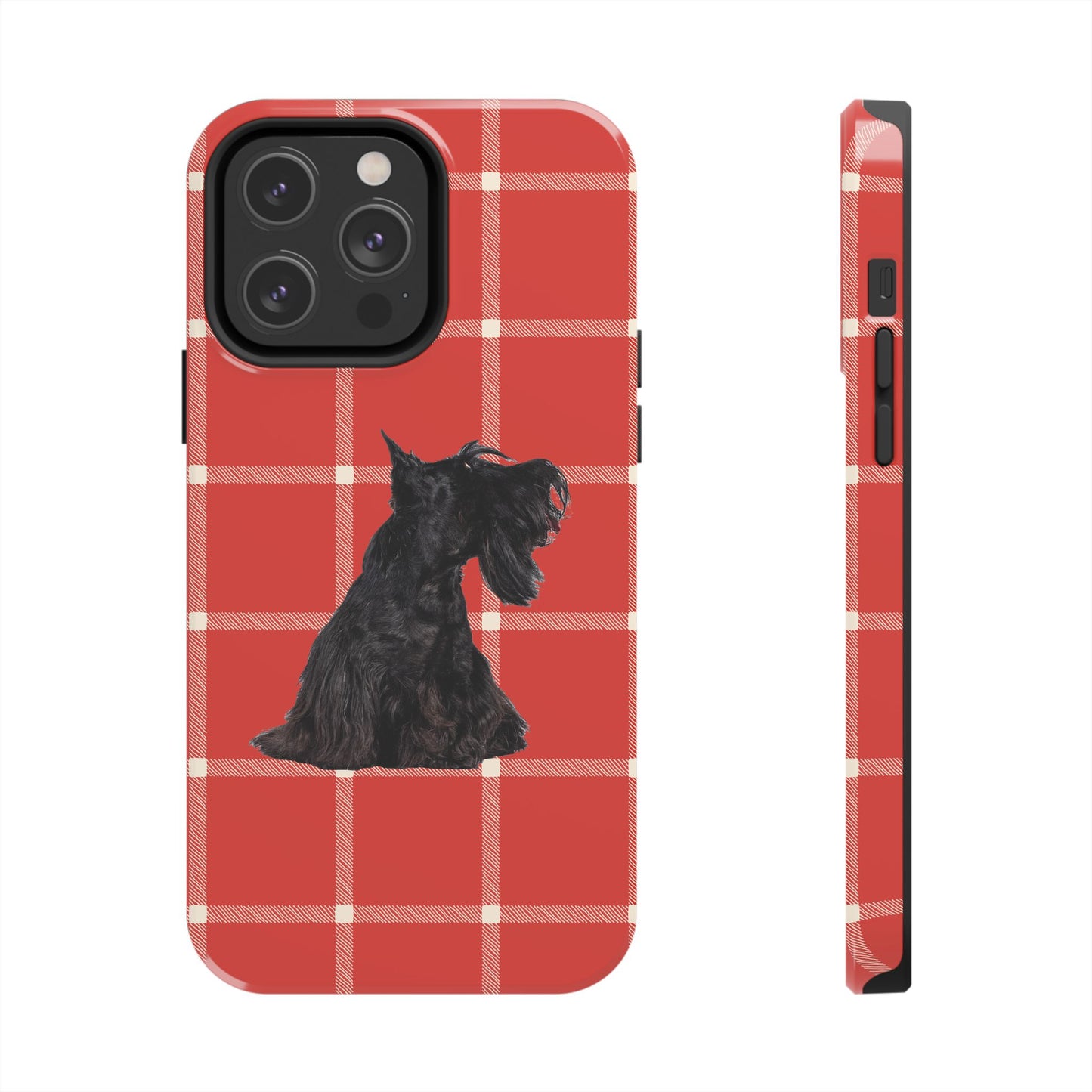 Scottish Terrier Phone Case, Tough Cases, Scottie Dog Phone Cover, Gift for Dog Lovers, Plaid Design