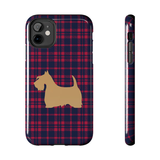 Scottish Terrier Phone Case, Tough Cases, Scottie Dog Phone Cover, Gift for Dog Lovers, Plaid Design