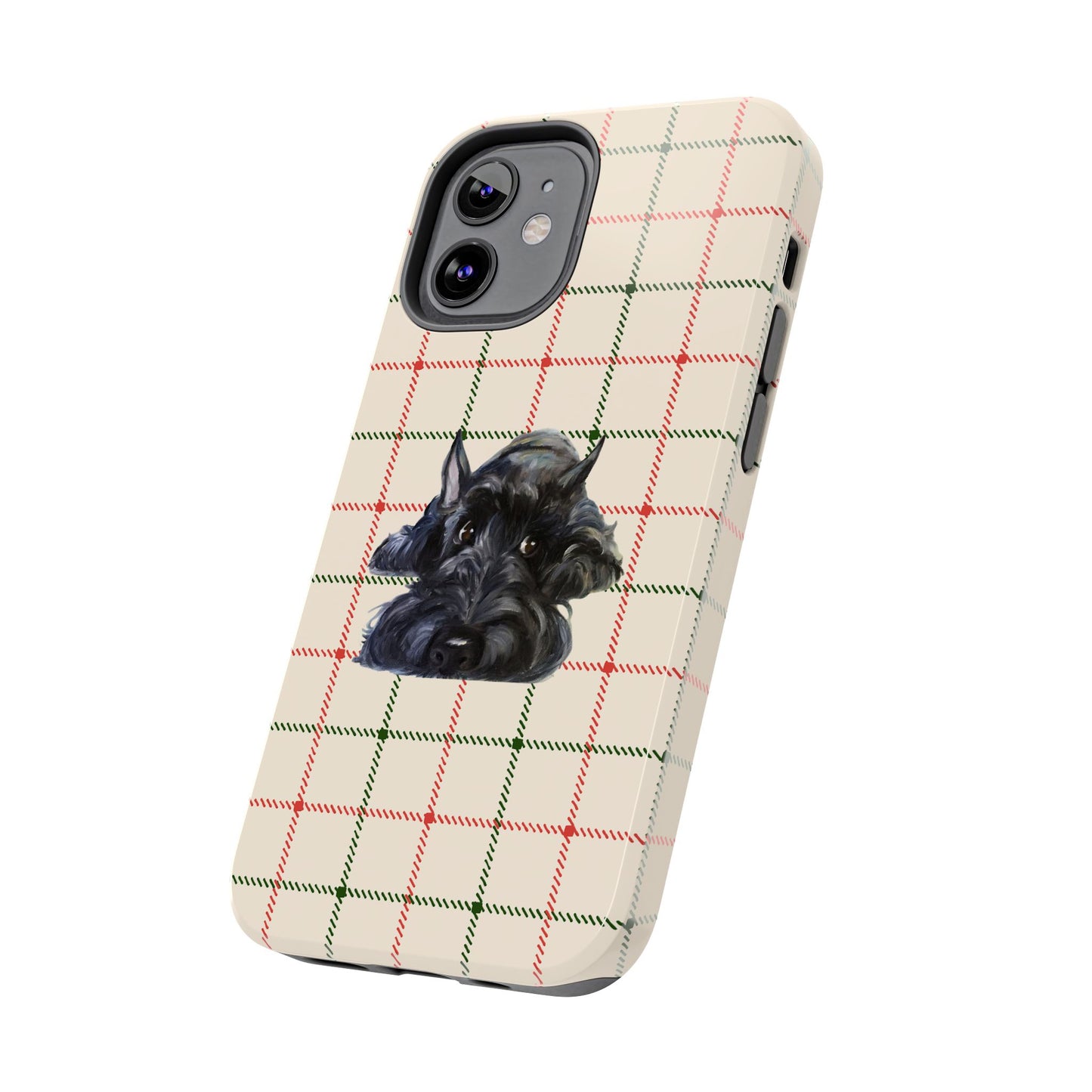 Scottish Terrier Phone Case, Tough Cases, Scottie Dog Phone Cover, Gift for Dog Lovers, Plaid Design