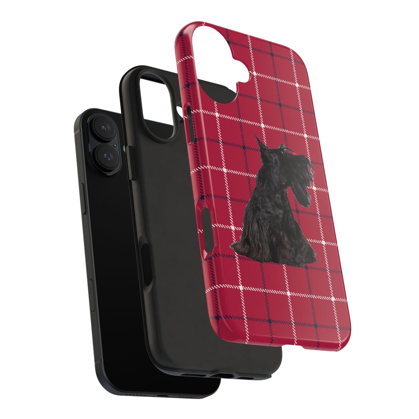 Scottish Terrier Phone Case, Tough Cases, Scottie Dog Phone Cover, Gift for Dog Lovers, Plaid Design