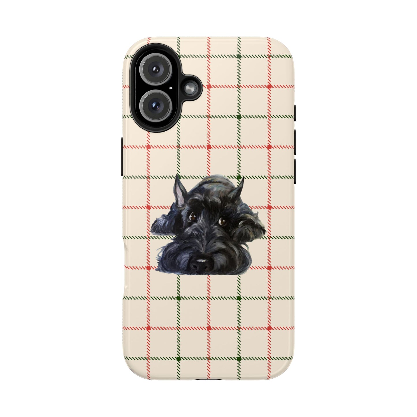 Scottish Terrier Phone Case, Tough Cases, Scottie Dog Phone Cover, Gift for Dog Lovers, Plaid Design