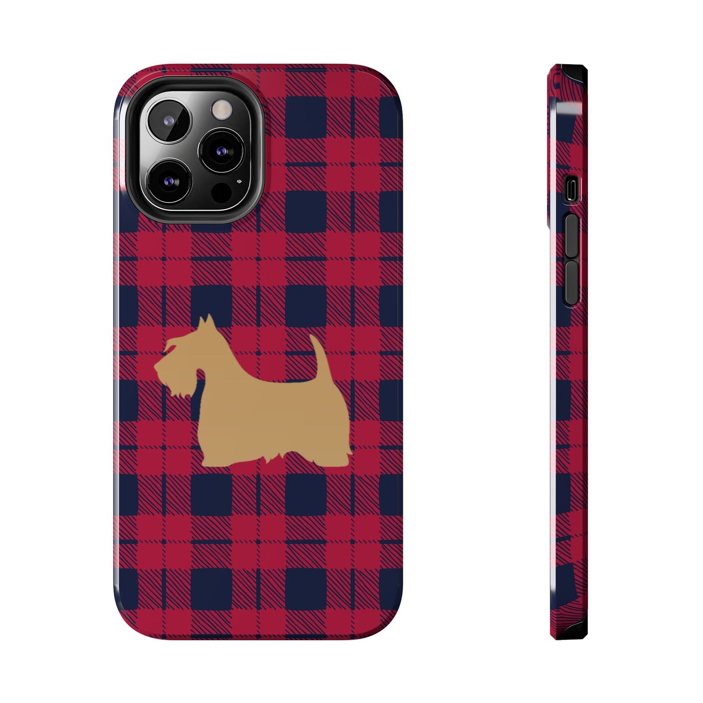Scottish Terrier Phone Case, Tough Cases, Scottie Dog Phone Cover, Gift for Dog Lovers, Plaid Design